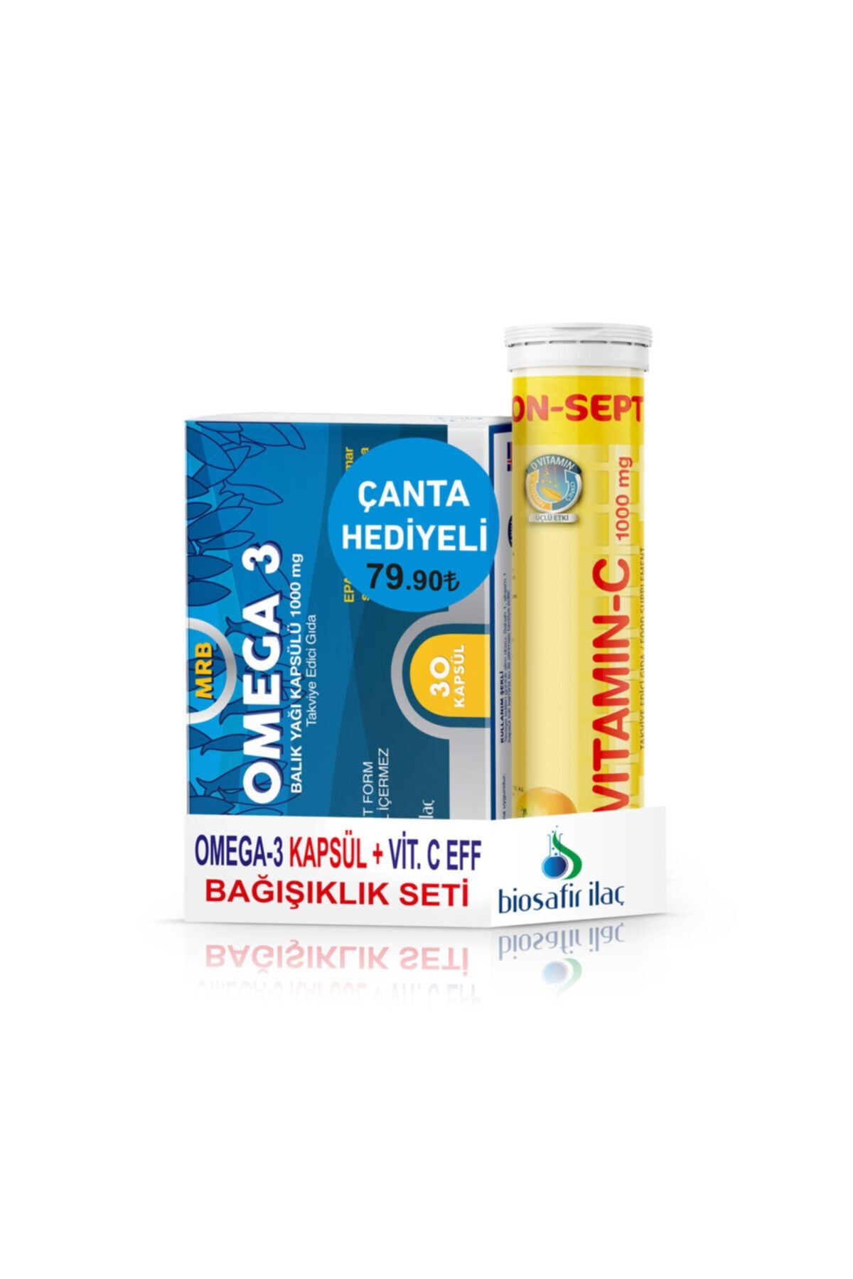 MRB Omega-3 Kapsül + Bron-sept 1000mg C Eff Bağışıklık Seti (çanta Hd.)