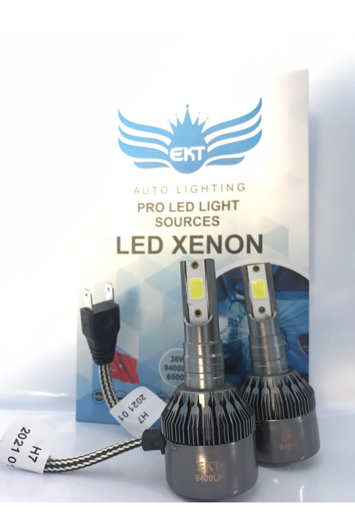 EKT H7 9400 Lümen Buz Mavi Led Xenon 12000k Şimşek Etkili(led Far Ampulü)