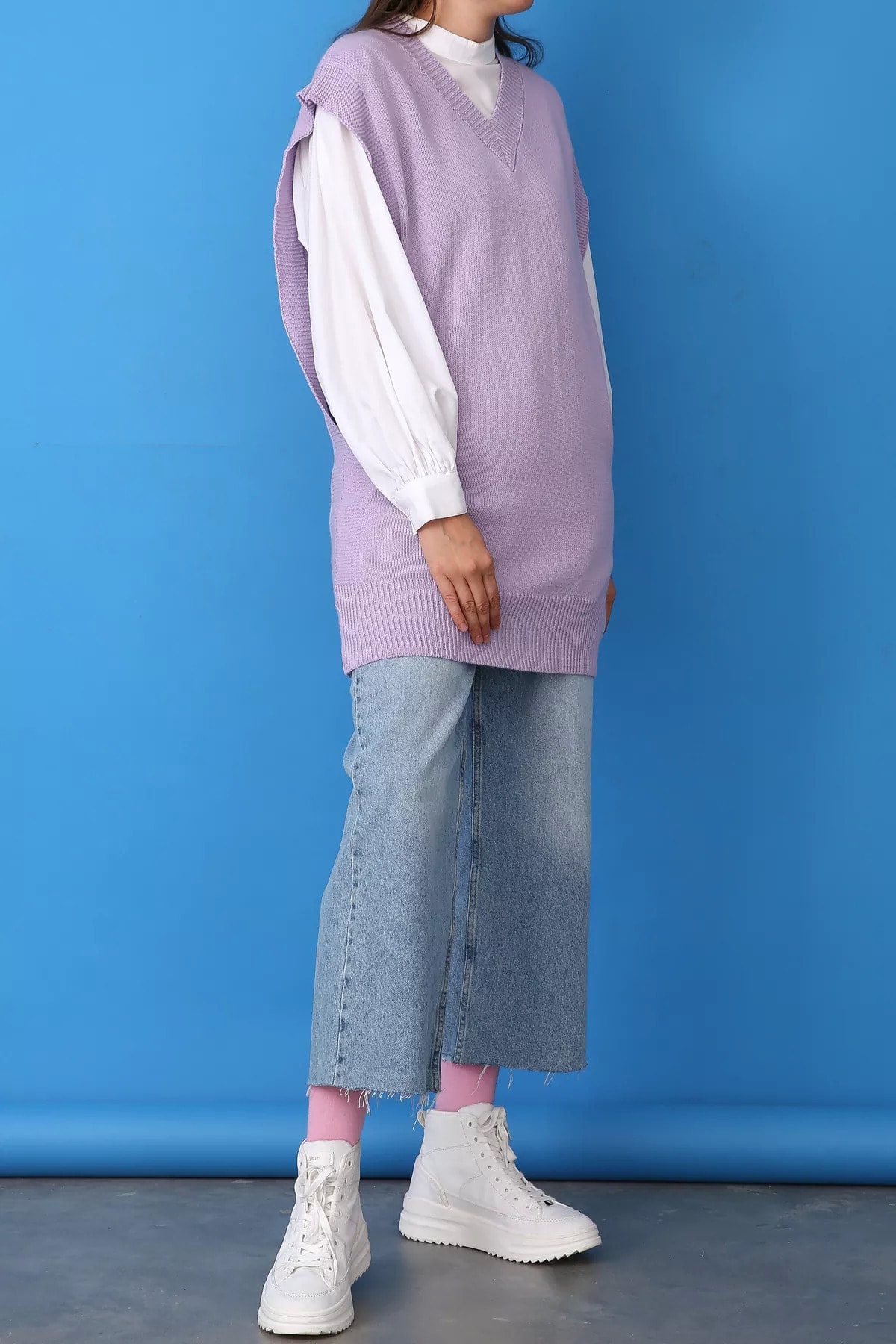 ALLDAY V Yaka Salaş Triko Süveter