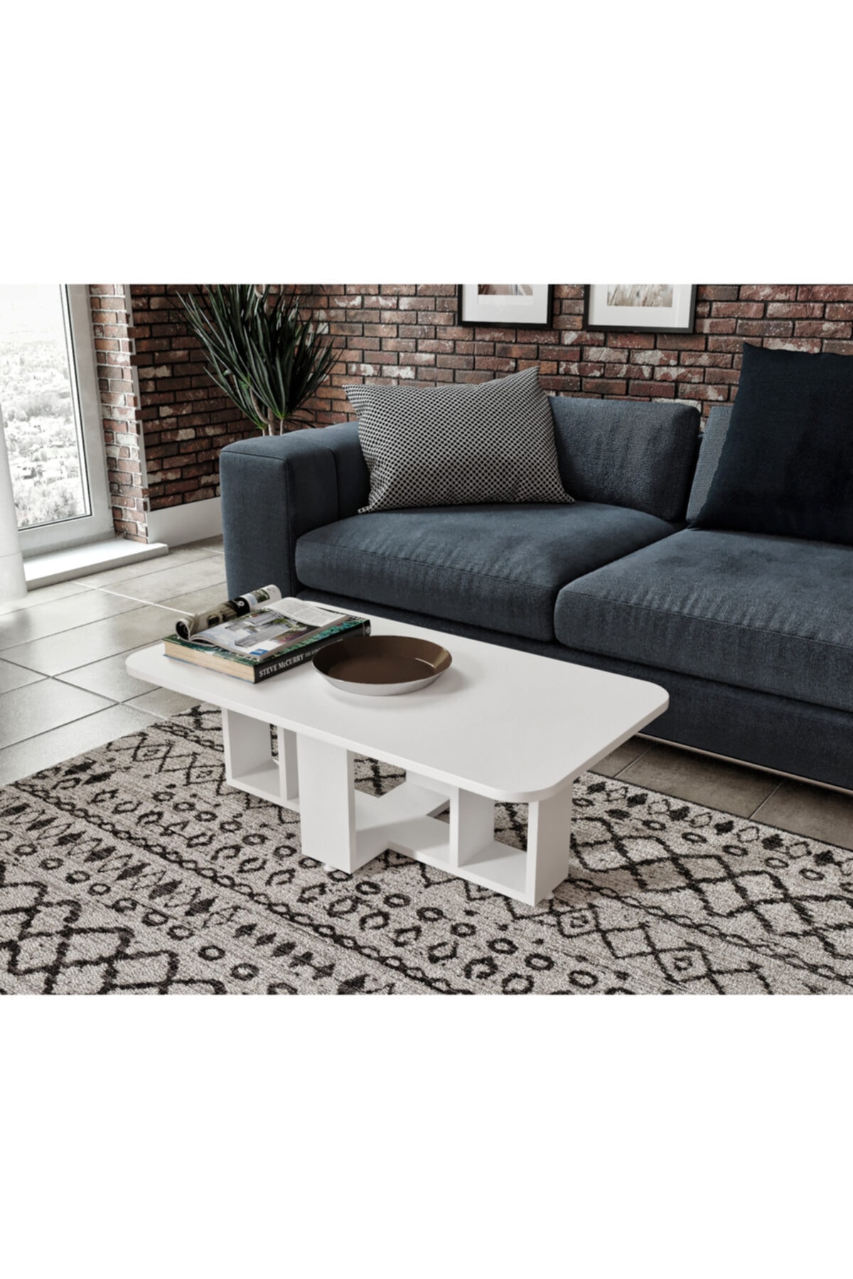 KZNHOME Nilüfer Mdf Modern Orta Sehpa Beyaz - Tamamı 1. Kalite Mdf