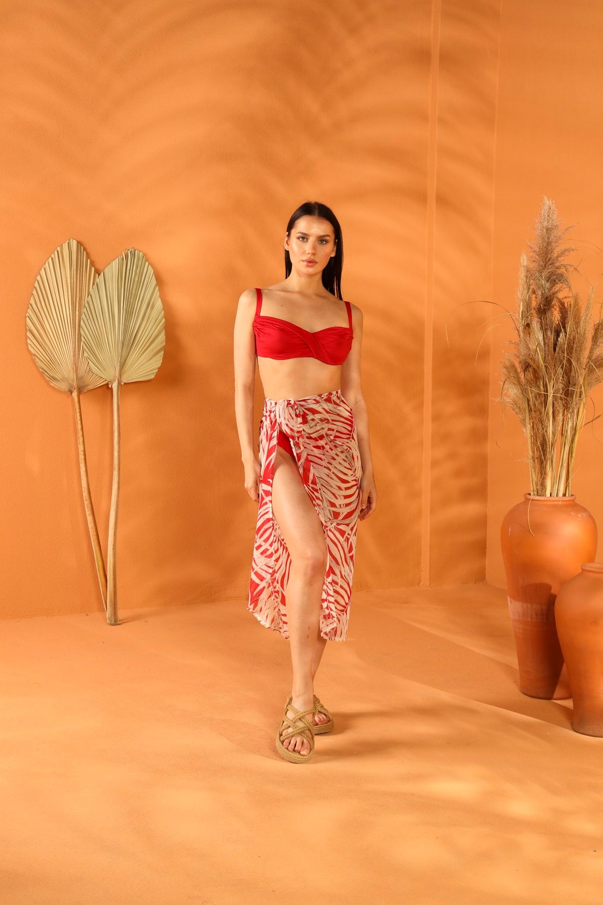 ELAF Deep Red Pareo Etek