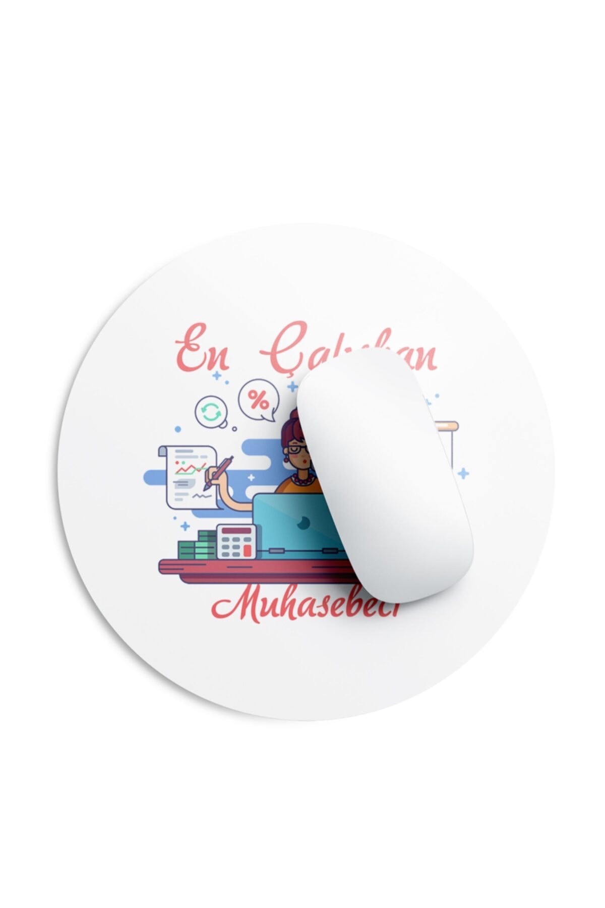 CupGel Muhasebeci Için Baskılı Yuvarlak Mouse Pad