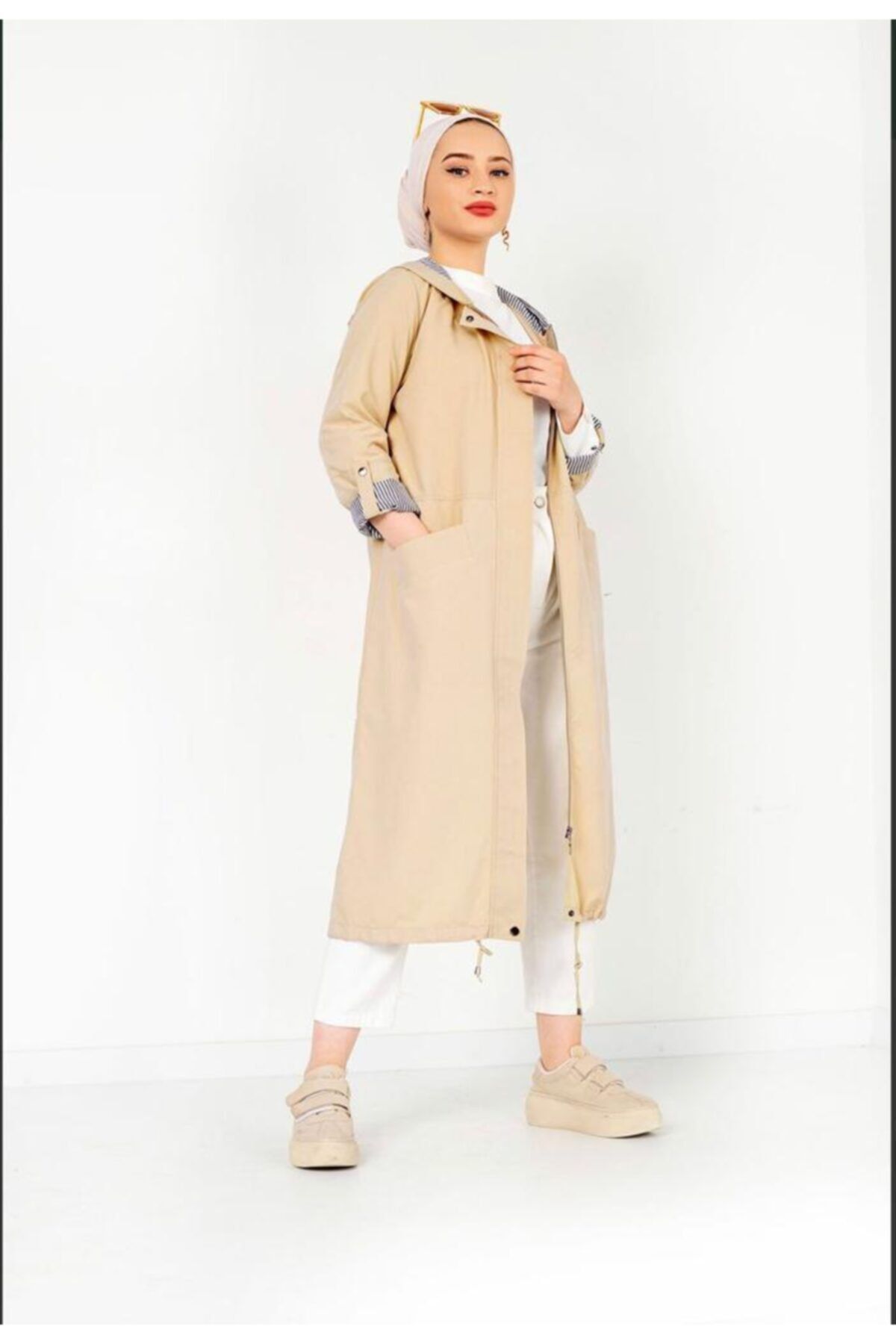VEPAŞ Fermuarlı Garnili Trenchcoat