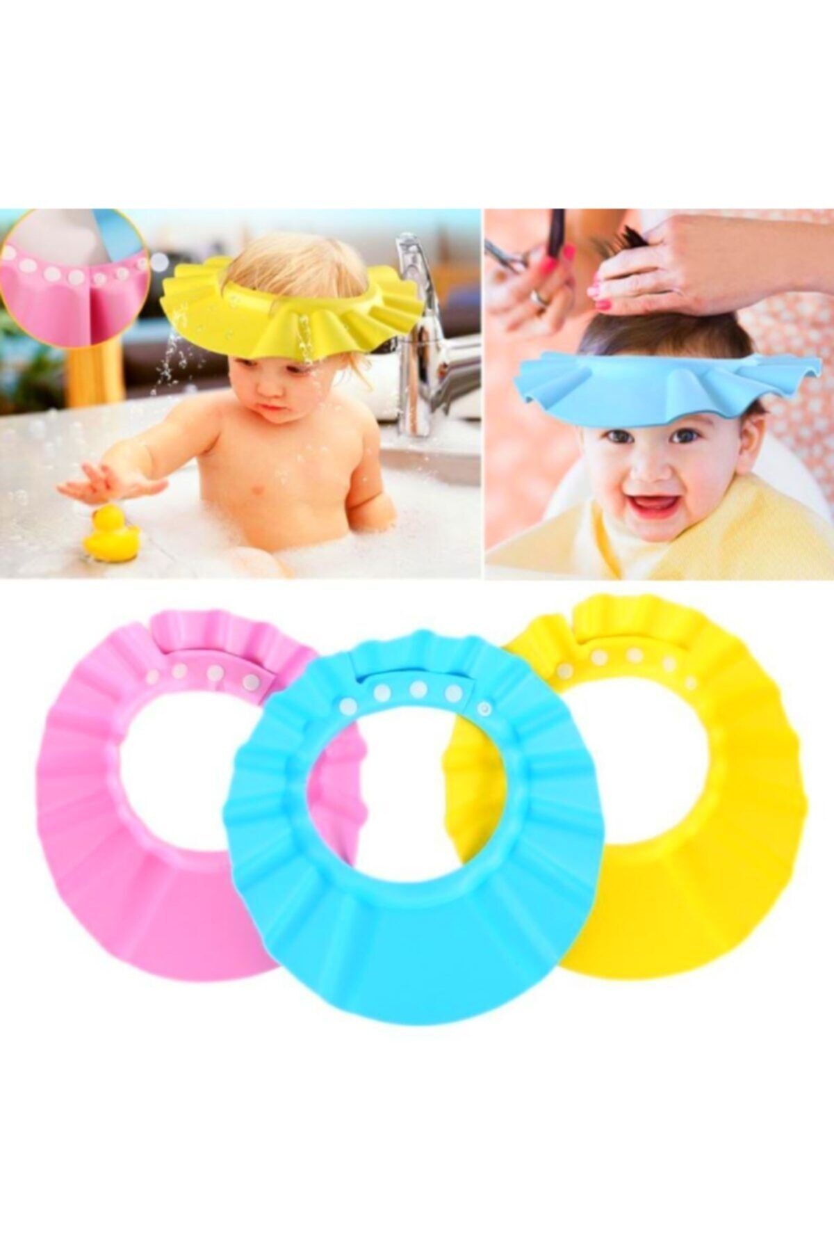 FOKUL Ayarlanabilir Bebek Banyo Şapkası Pratik Küvet Şapkası Başlığı