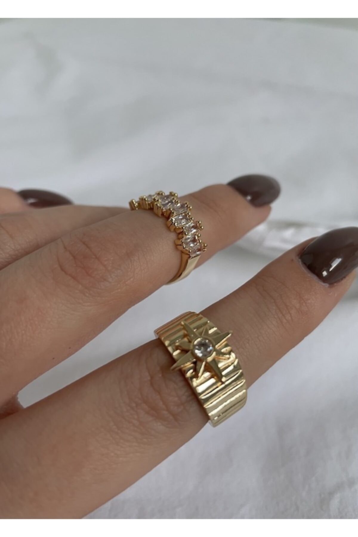 KİLİGİSTANBUL Gold Kuzey Yıldızı Yüzük Seti