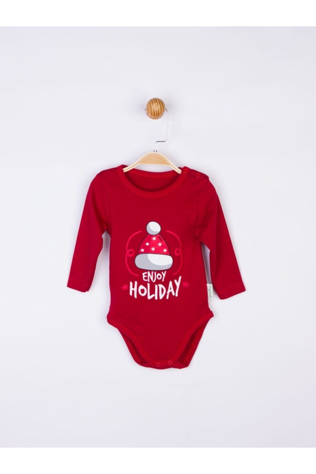 Miniyastore Kırmızı Bebek Yılbaşı Uzun Kollu Body