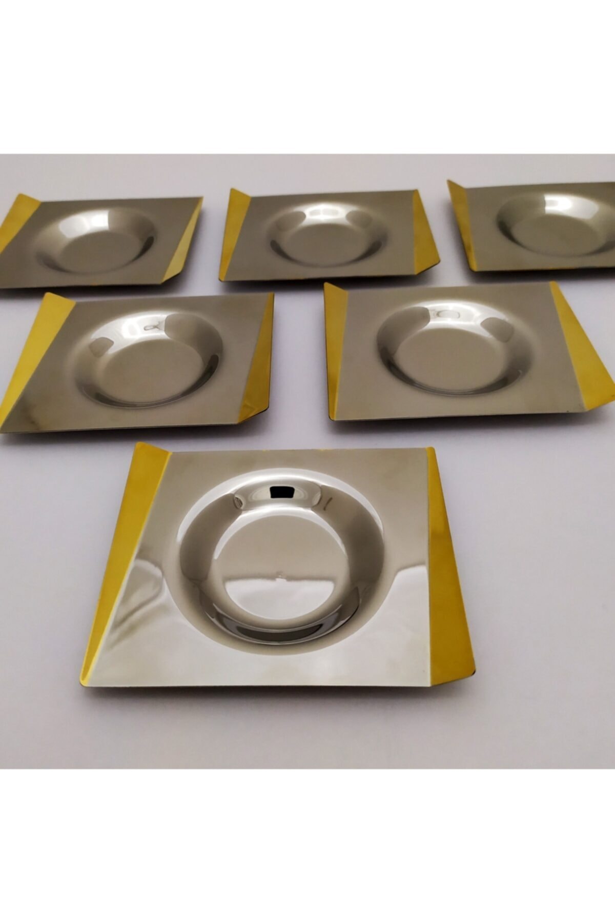 Tiamo Avons Desen Çelik Gold Detay Çay Tabağı - 6 Adet