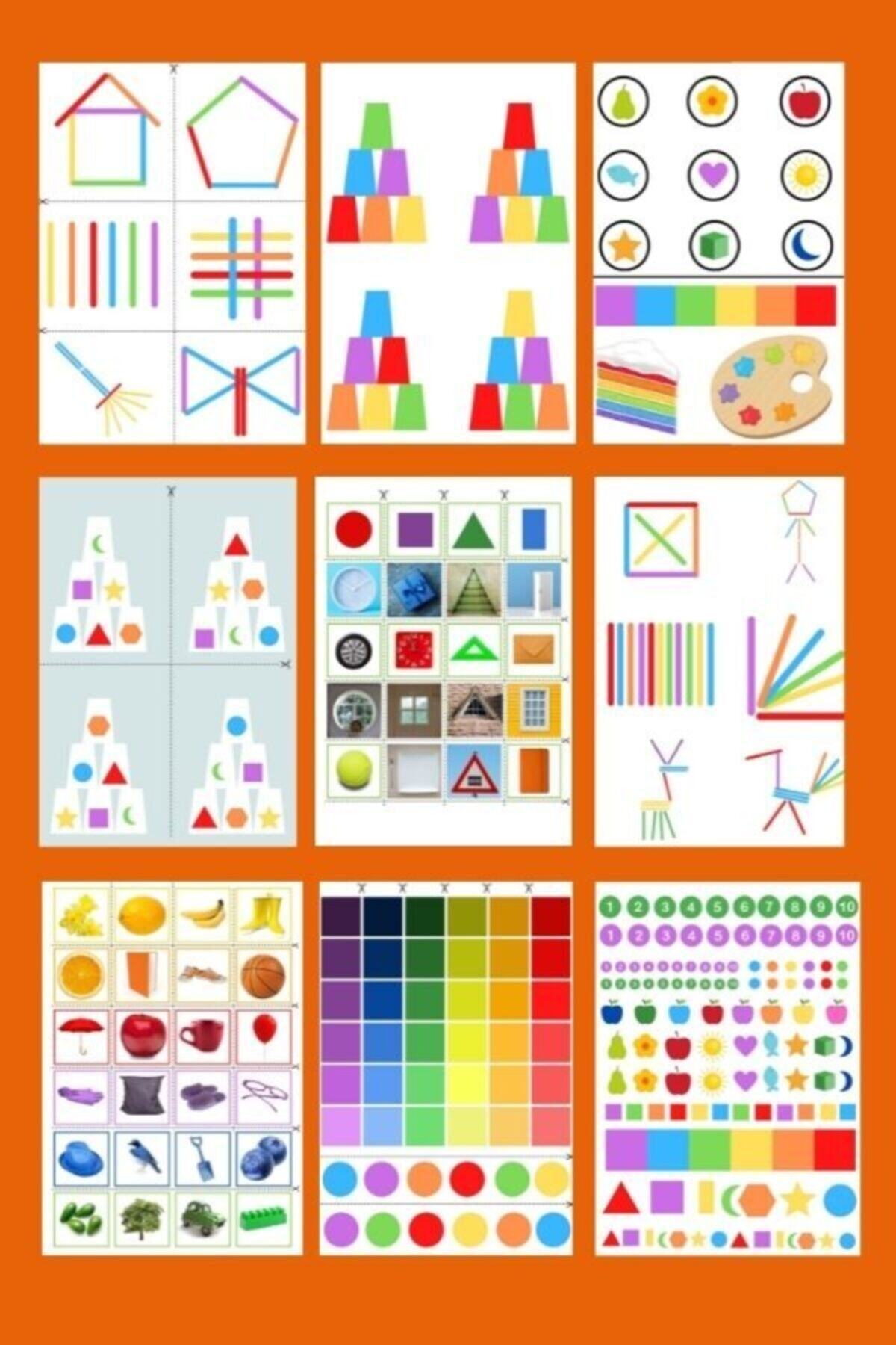 Montessori Etkinlik Kartonları Ve Sticker (3-5 Yaş Çocuklar Için) Baskılı Aktivite Kartonları