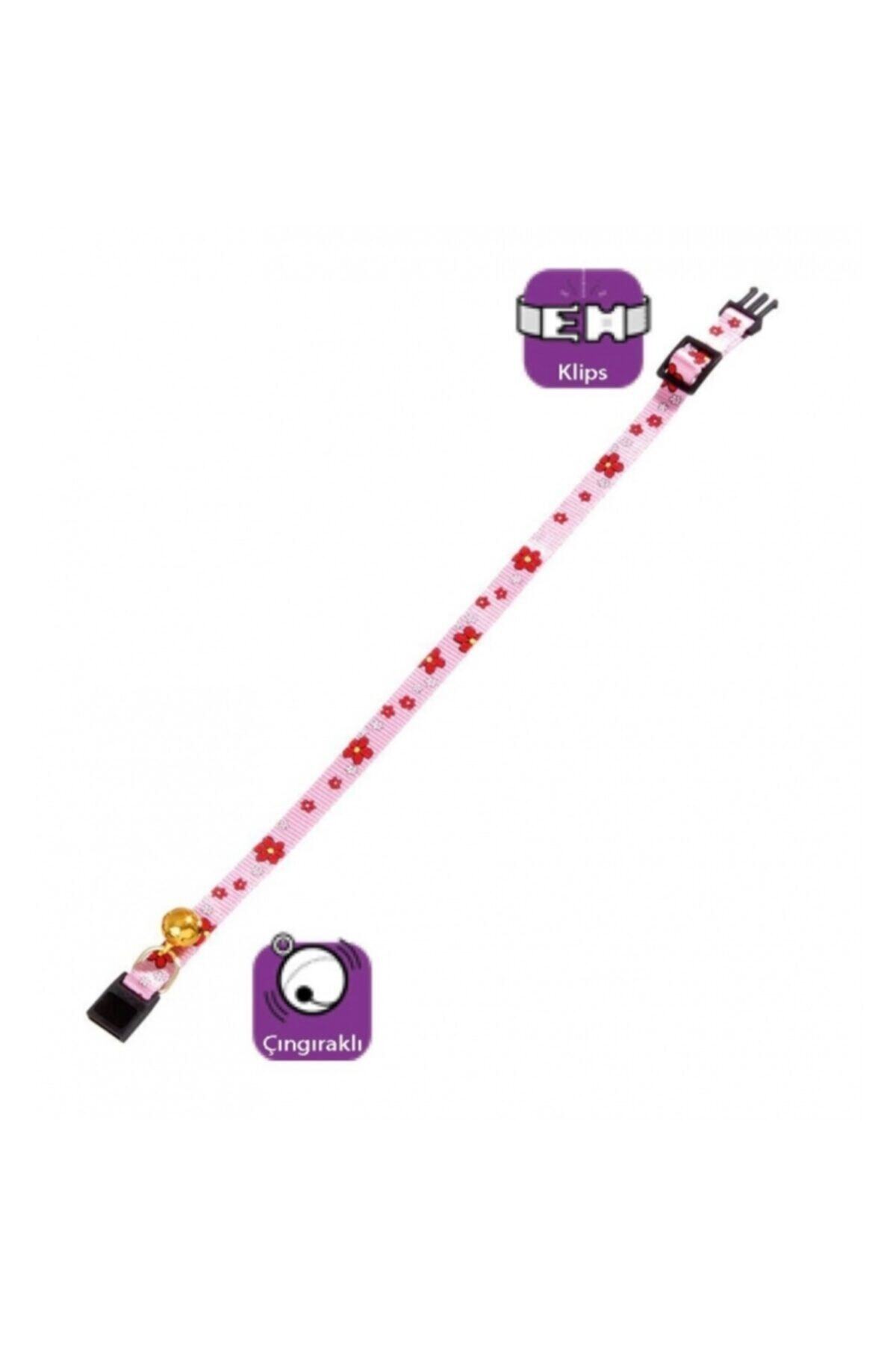 Karlie Çiçek Desenli Pembe Renk Kedi Boyun Tasması 30 Cm 10mm