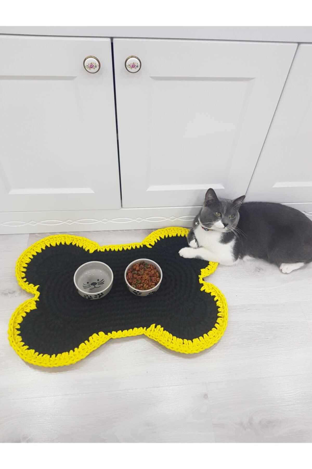 ÖRGÜM Kedi Ve Küçük Irk Köpekler Için Beslenme Paspası Siyah Renk 50x35 Cm