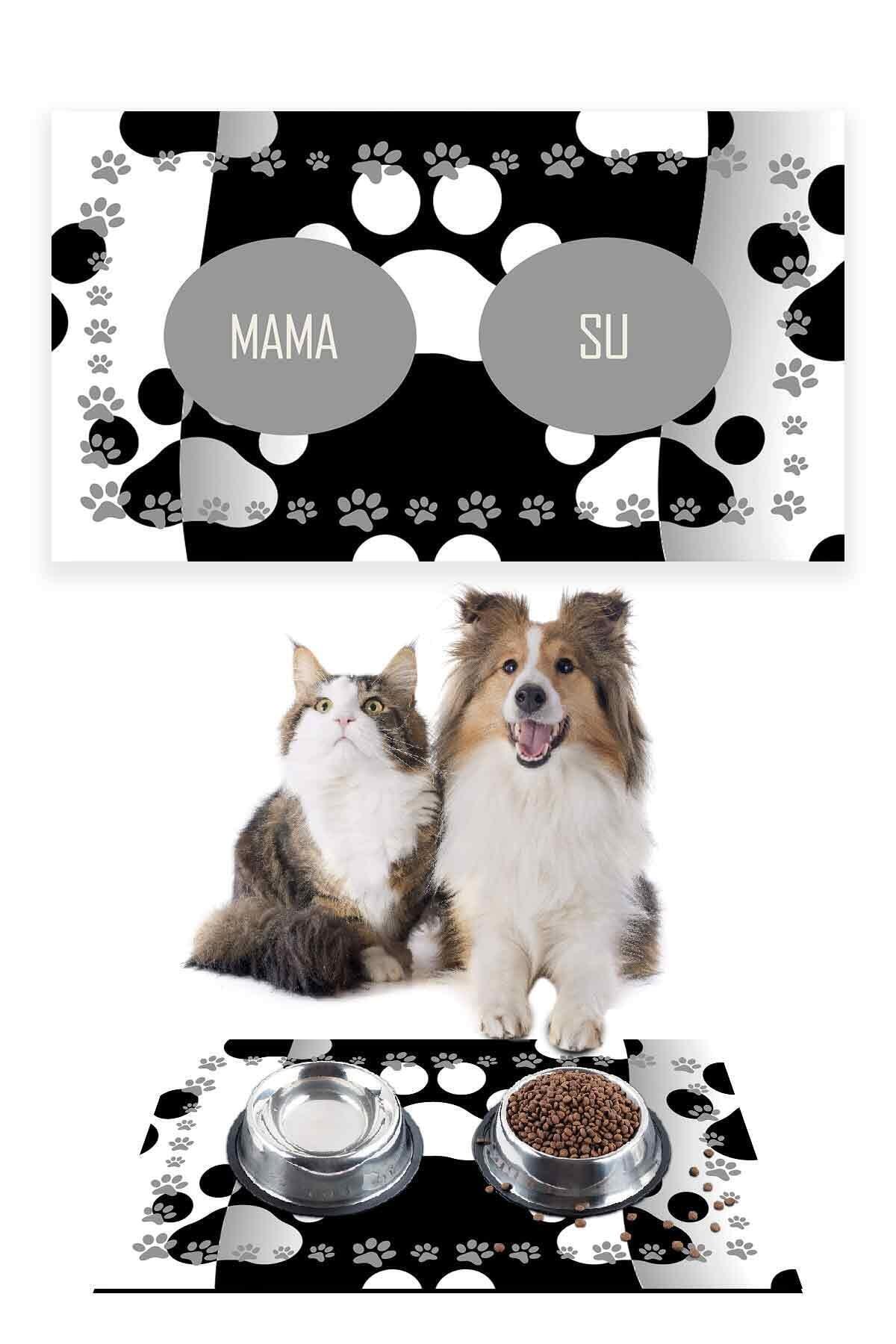 Patipeti Kedi Köpek Mama Servis Altlığı Mama Paspası Siyah 50x35cm
