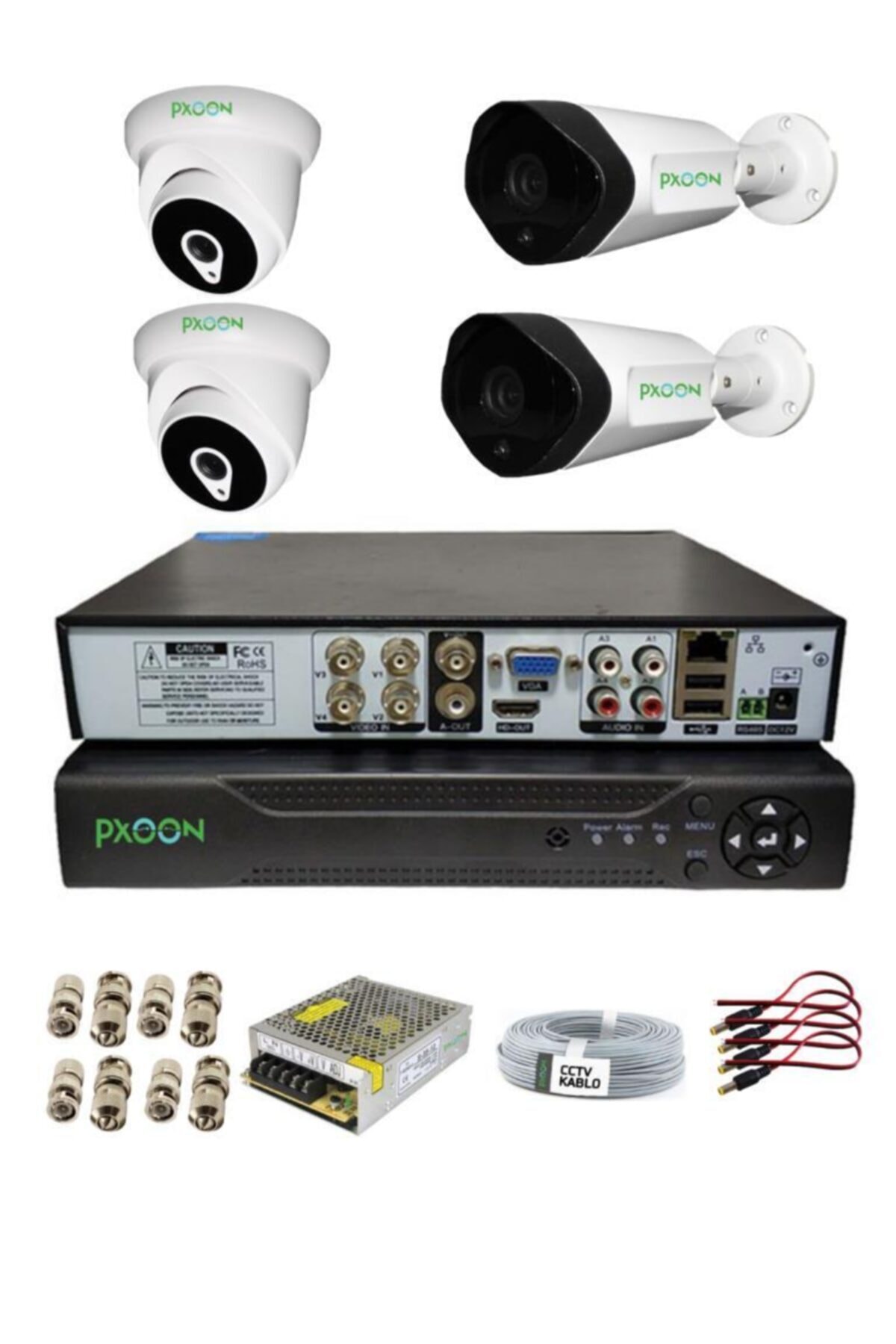 Pxoon Pro 4'lü 2mp 1080p Dış Ve Iç Fhd Ahd Güvenlik Kamerası Seti