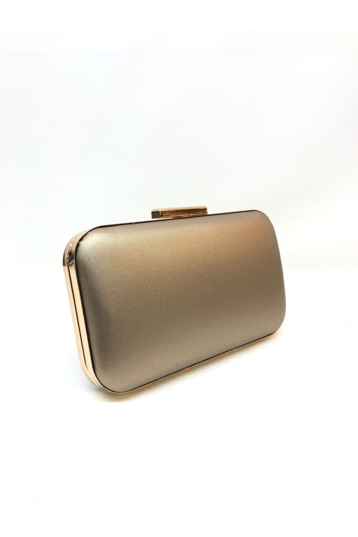 womenacs Bronz Renk Kumaş Desenli Abiye Portföy Clutch Kadın Çanta Elde Ve Uzun Askılı Kullanım