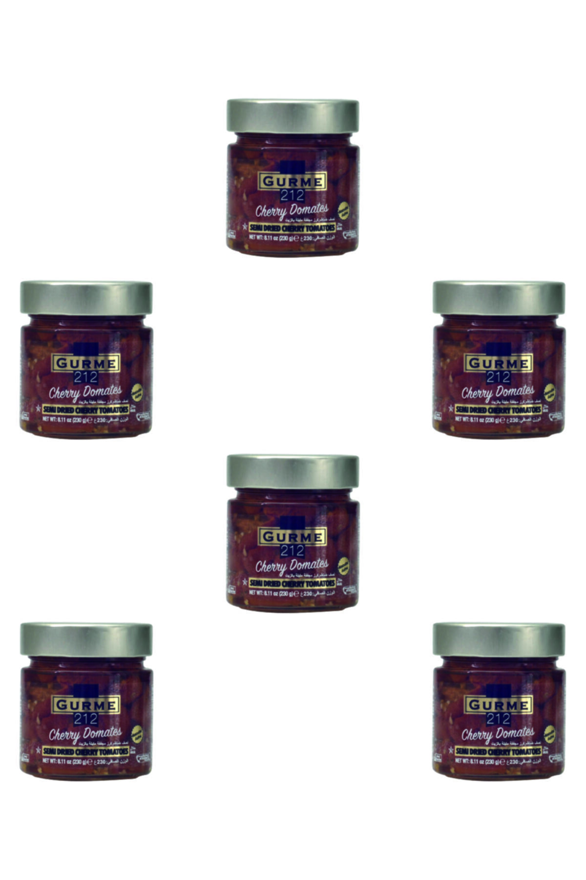 Gurme212 Yarı Kurutulmuş Mini (cherry) Domates, Aç-ye (6 Adet X 255cc)