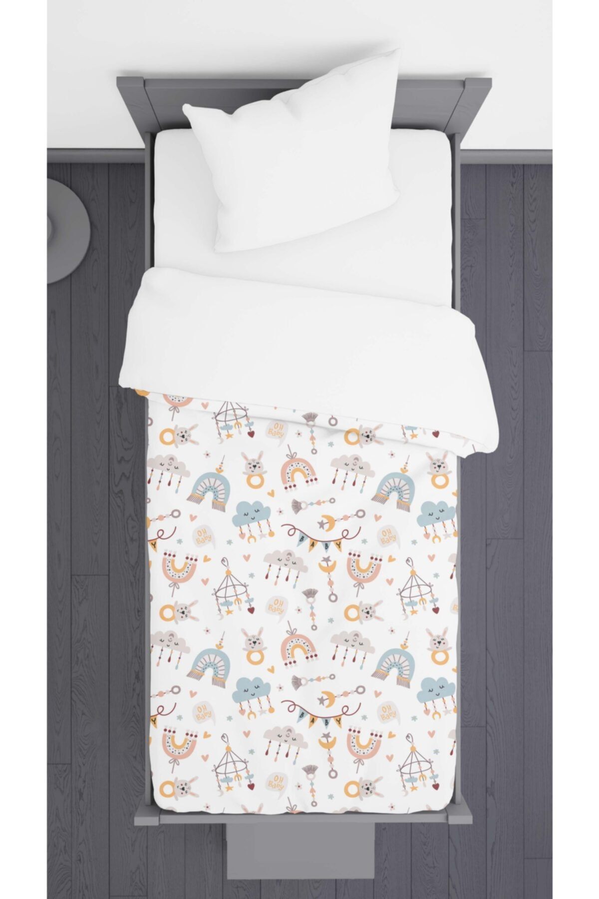 Ziu Kids Çoklu Iskandinav Şekil Desenli Dekoratif Yatak Örtüsü 140x220