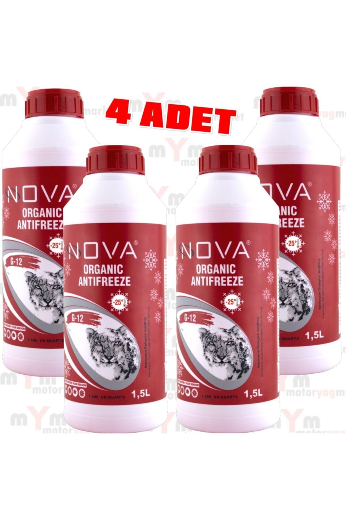 Nova -25 Derece Organik Kırmızı G12 Antifriz 1.5litre X4