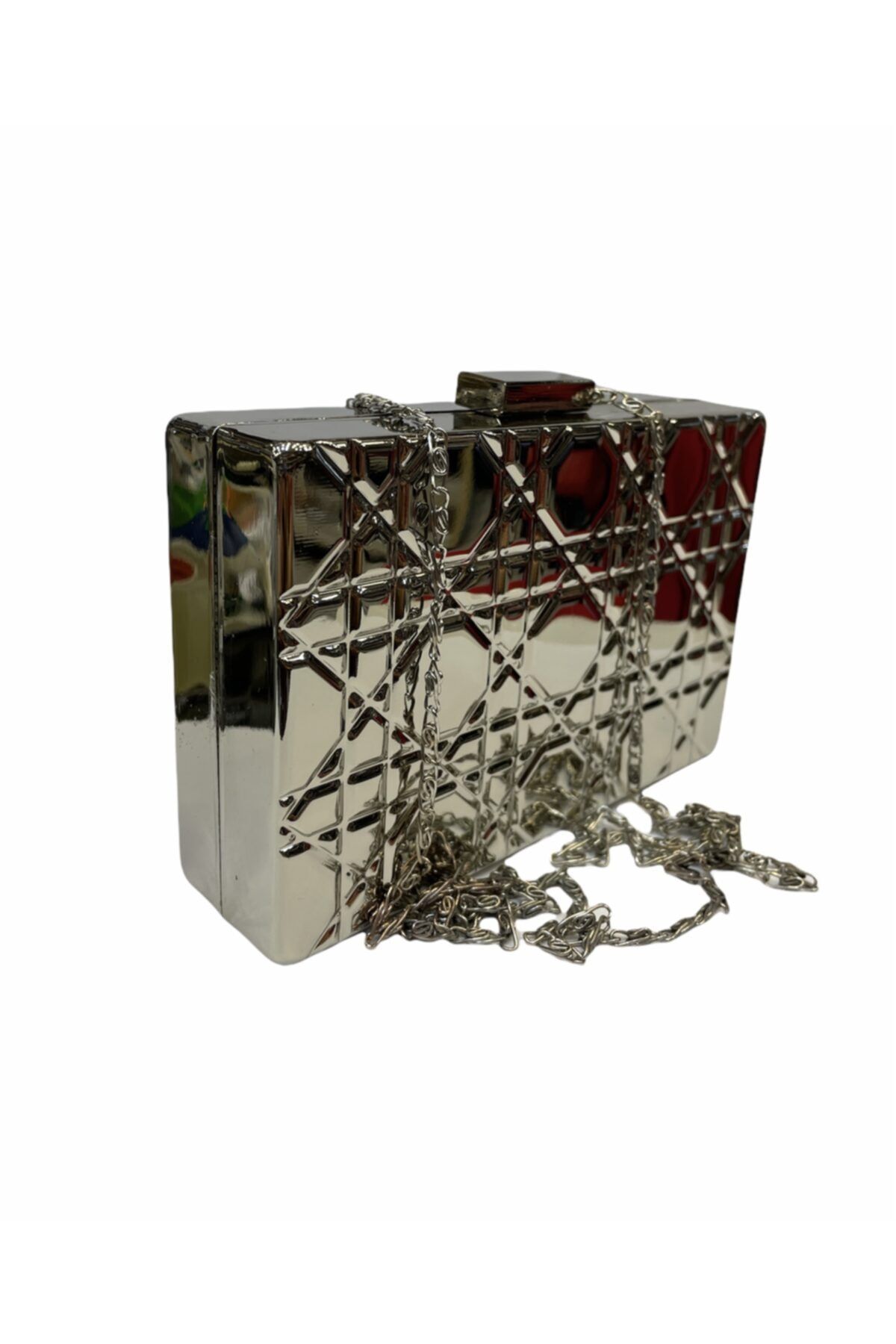Busrabags Gümüş Metal Kadın Gece Abiye Çanta