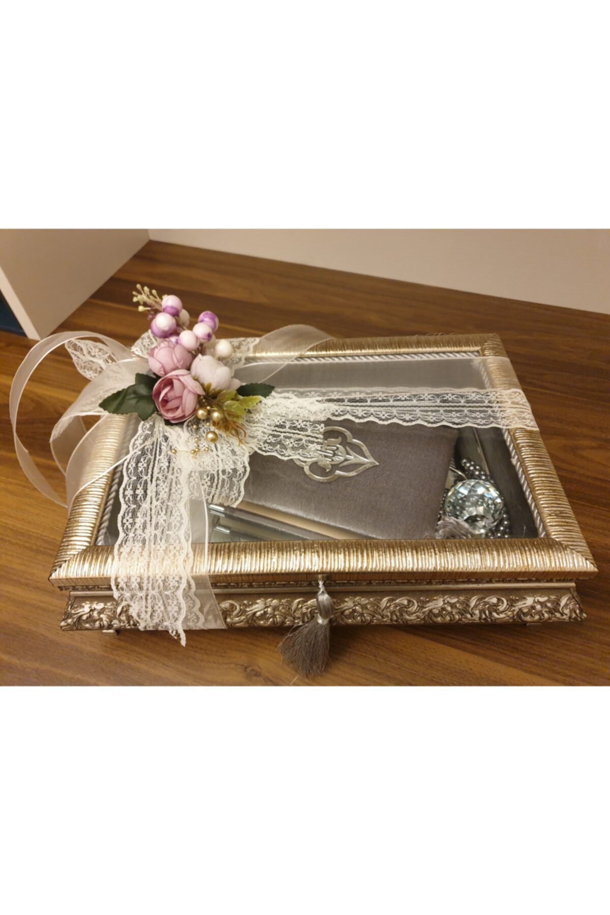 DekorGRS Düğün İçin Nikah Nişan Söz Çeyiz Kutusu Süsleme Hediyelik Kutu 30x20x10 cm