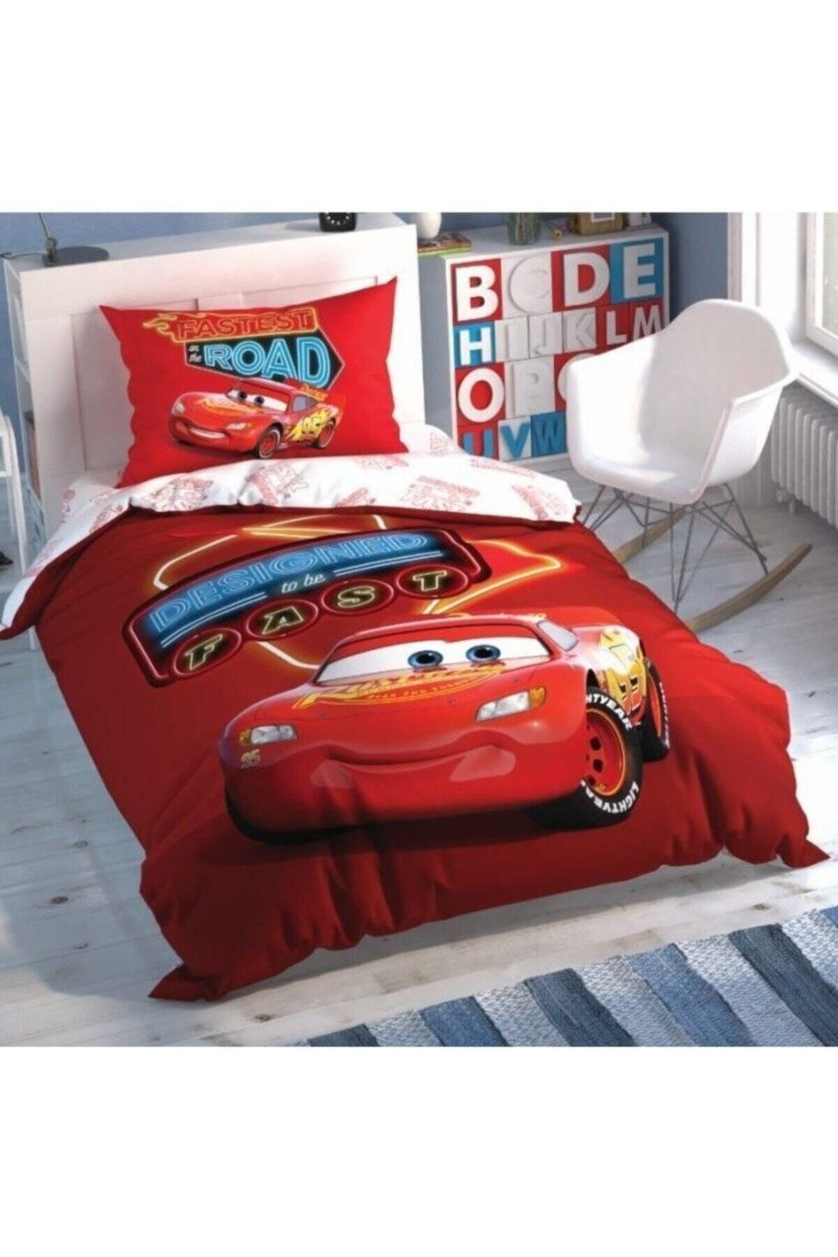 Taç Lisanslı Disney Cars Shiny Road Tek Kişilik Nevresim Takımı