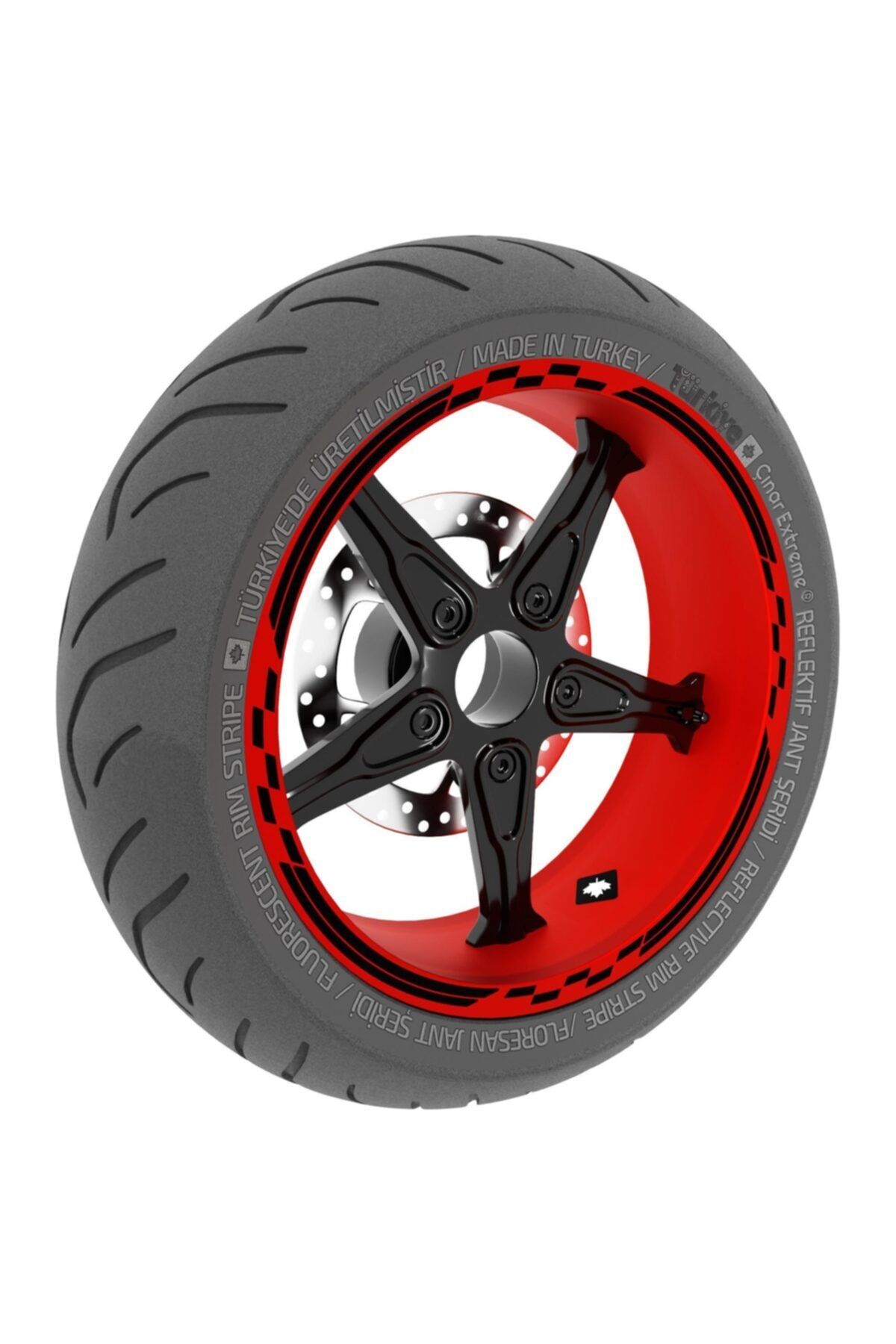 Çınar Extreme Moto Gp Yarış Bayraklı Jet Siyah Jant Şeridi Sticker