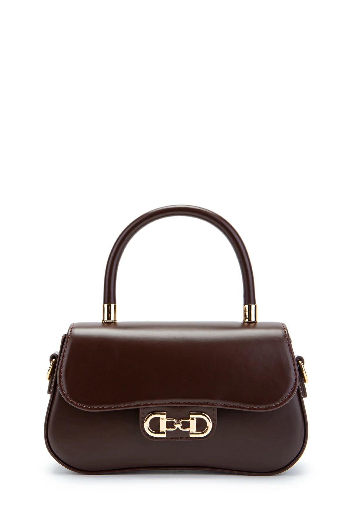 Kadın Acı Kahve Kapaklı Baget Model El Ve Omuz Çantası | Melos Butik