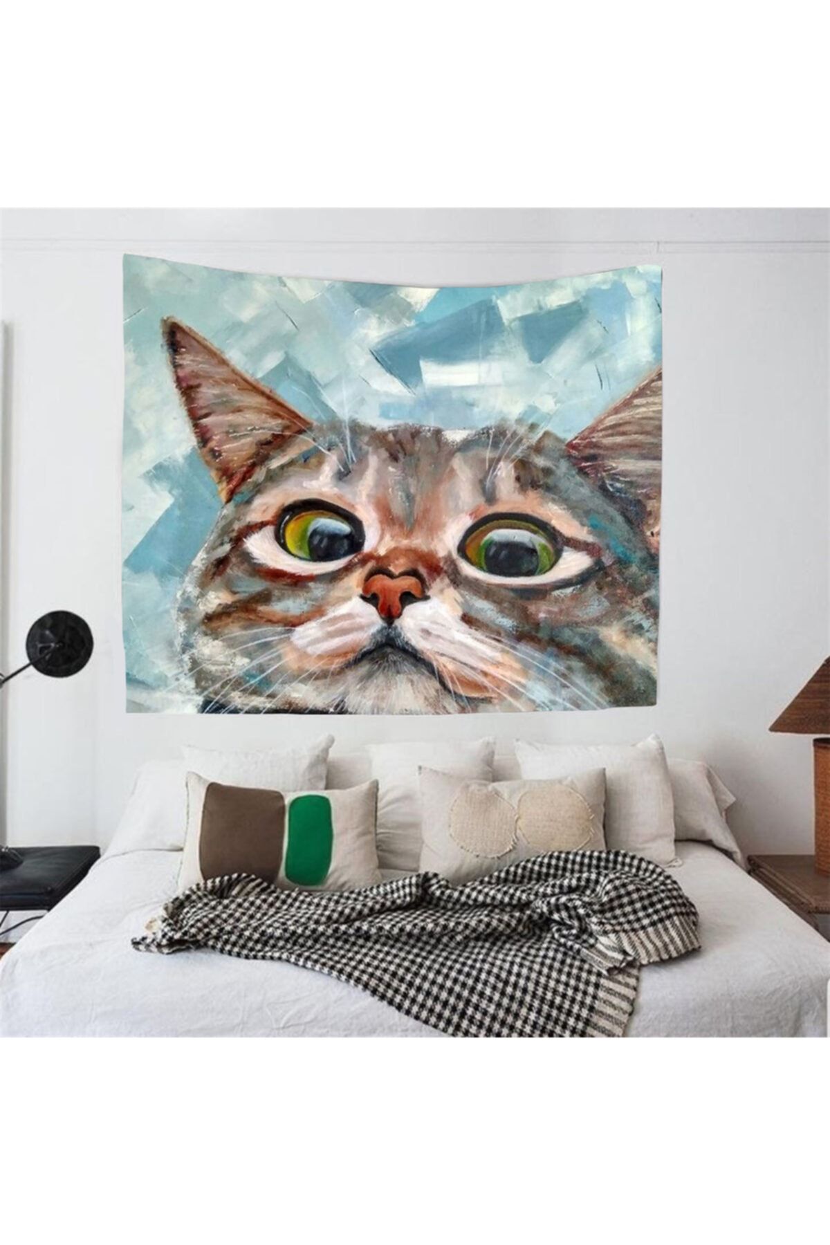 camillabutik Sulu Boya Kedi Duvar Halısı