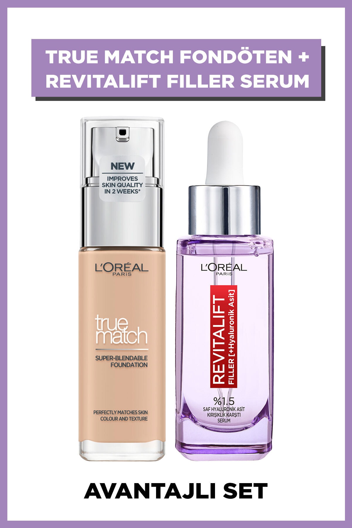 L'Oreal Paris Revitalift Filler %1.5 Saf Hyaluronik Asit Serum 30 Ml + True Match Fondöten 2r Rose Vanilla