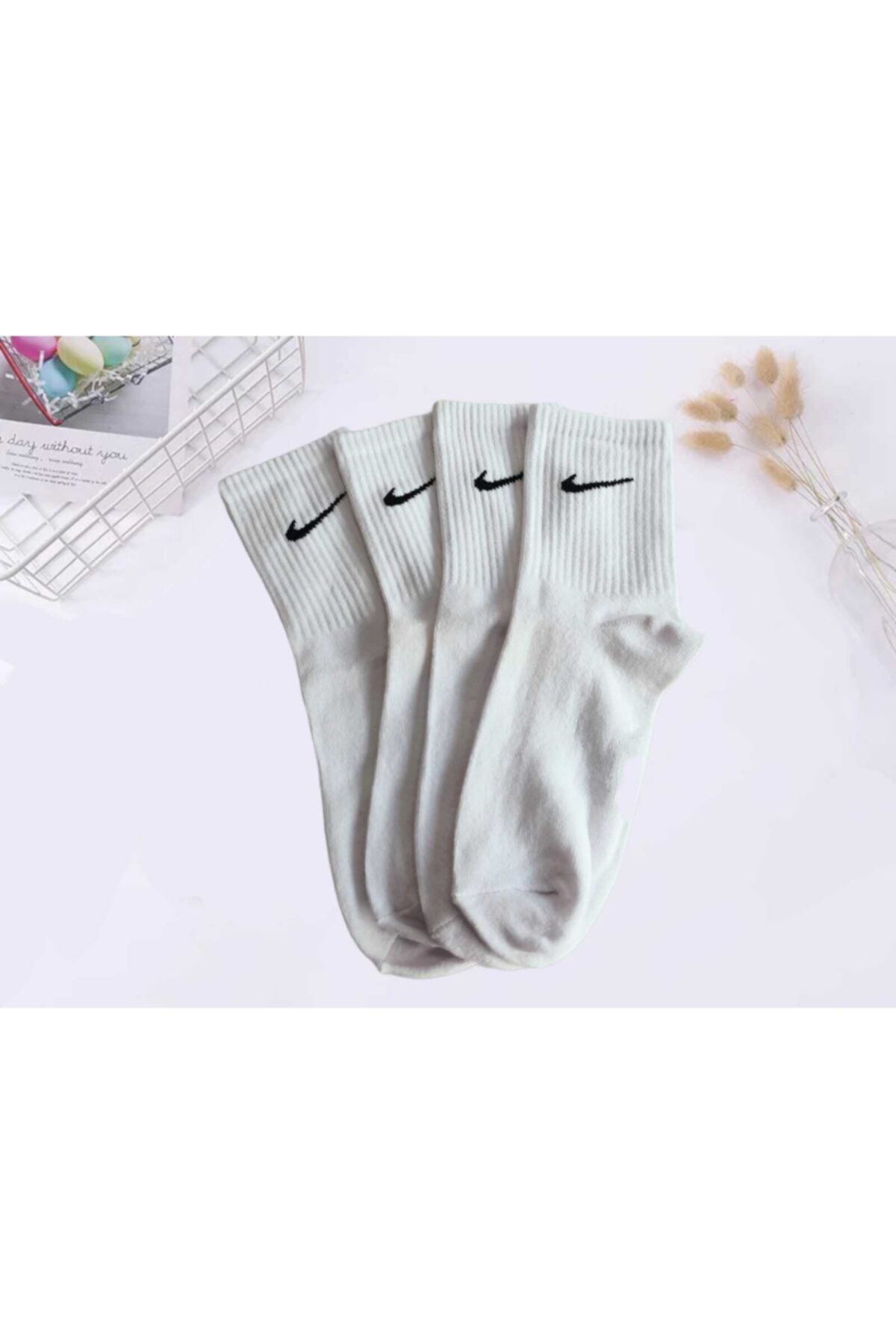 Atacık Çorap 4 Çift Unisex Tik Desenli Kolej Tenis Çorap