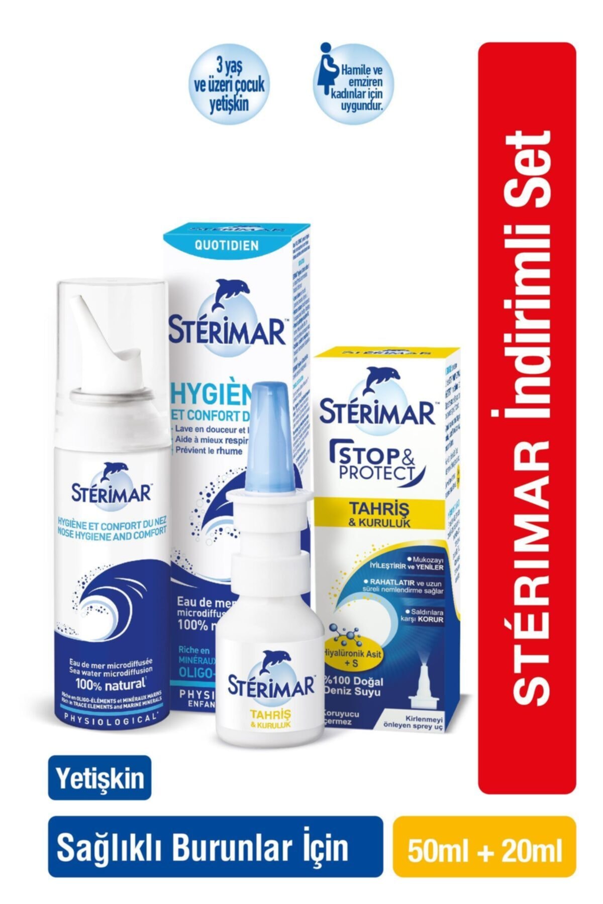Sterimar Isotonic Yetişkin Burun Spreyi 50ml+ Stop&protect Tahriş Ve Kuruluk Burun Spreyi 20ml