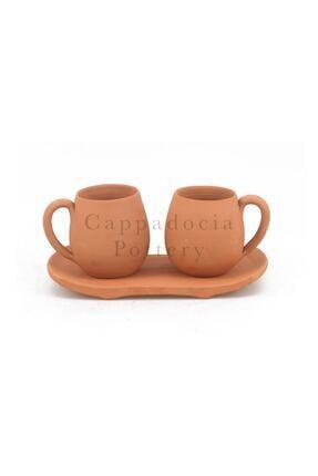 2li Kupa Tipi Tabaklı Doğal Çömlek Toprak Saksı No.182 Image 0