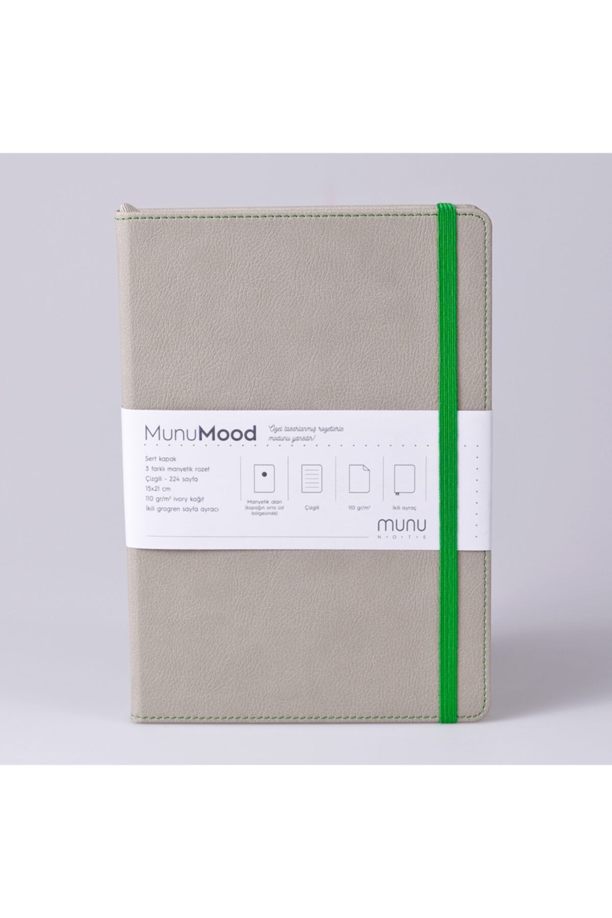 Munu Note Mununote - 224 Sayfa A5 Çizgili 110 Gr. Ivory Kağıt Sert Kapak Tarihsiz Not Defteri