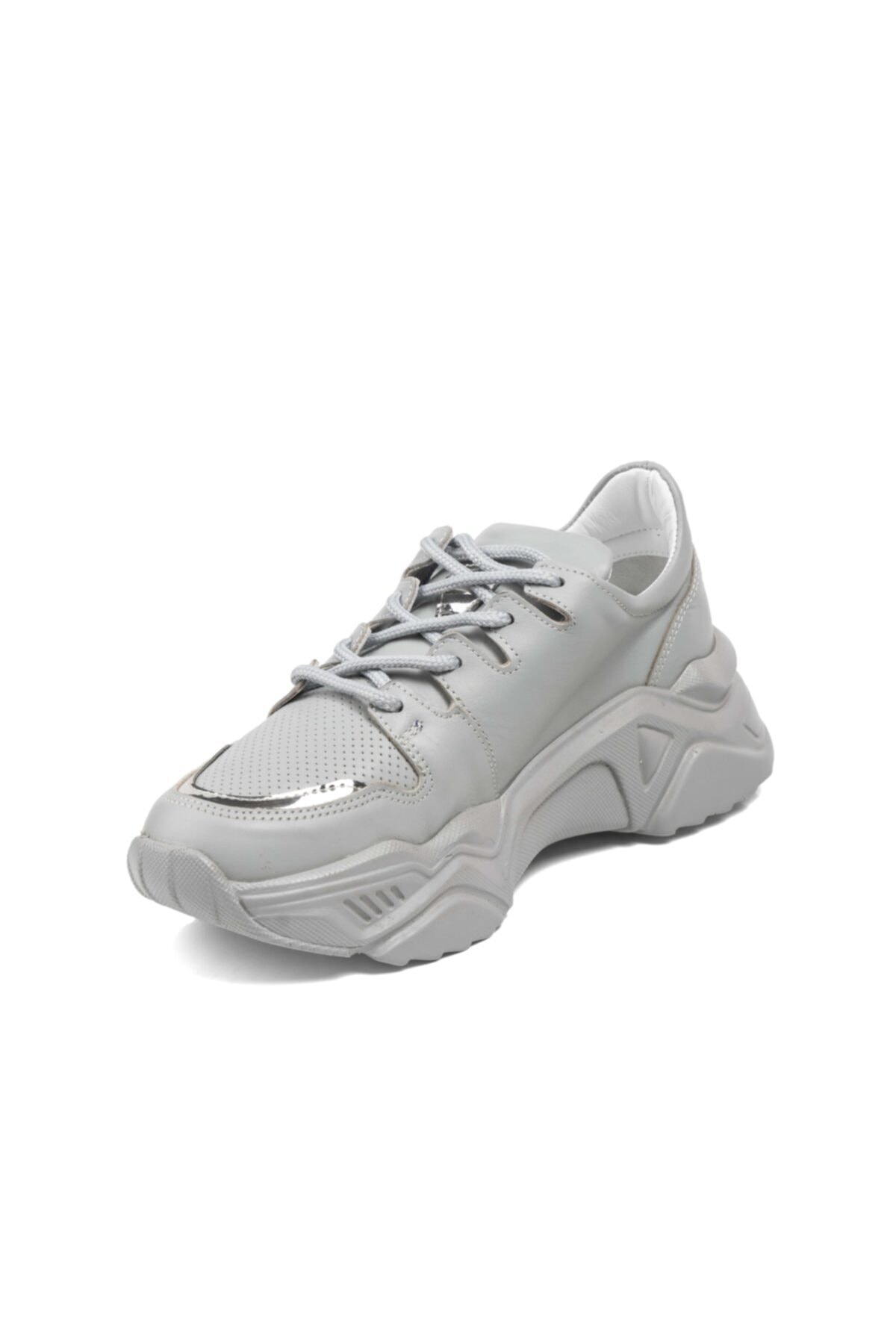 Gerg Oxpecker Gri Hakiki Deri Sneaker Ayakkabı