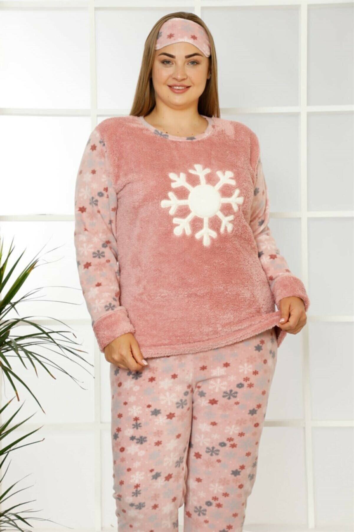 shopshop Kadın Well Soft Büyük Beden Polar Peluş Pijama Takımı