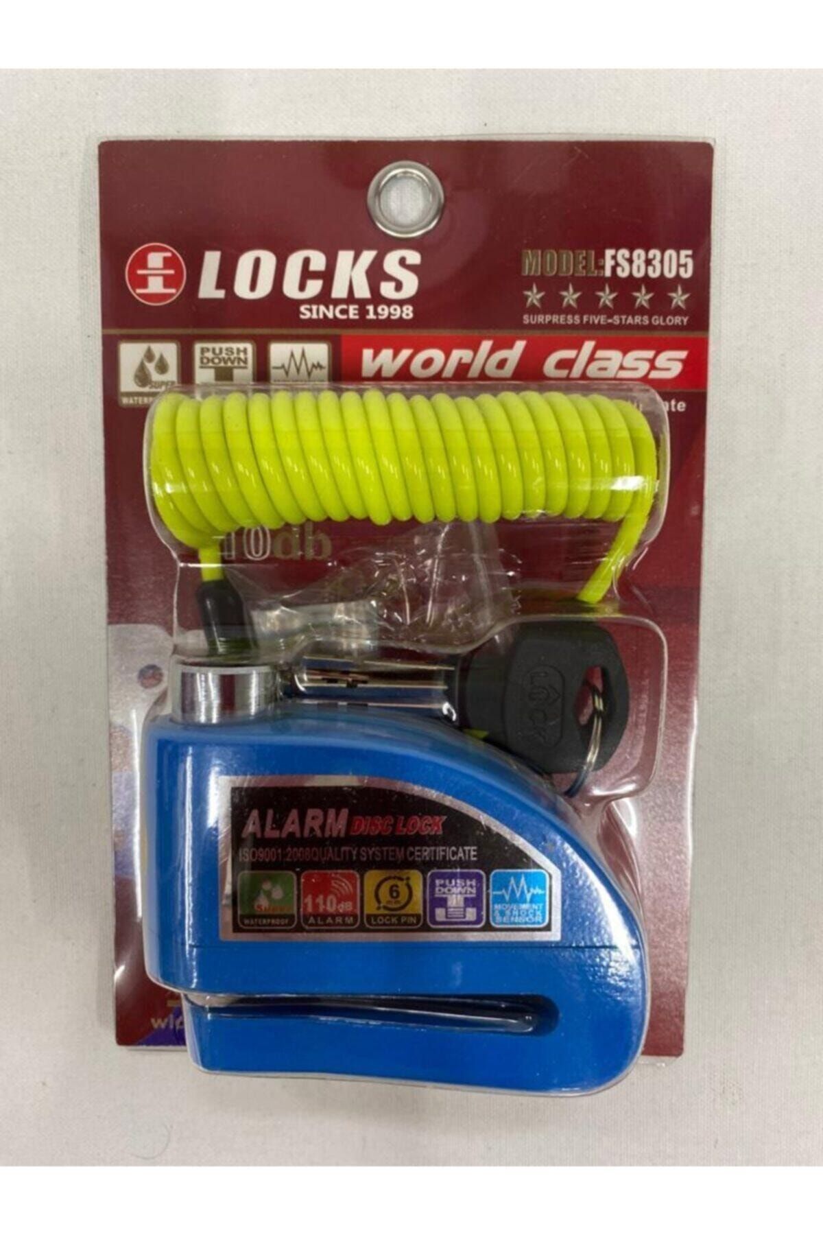 Locks World Class 110 Db Mavi Alarmlı Disk Kilidi (hatırlatıcı Kablo )