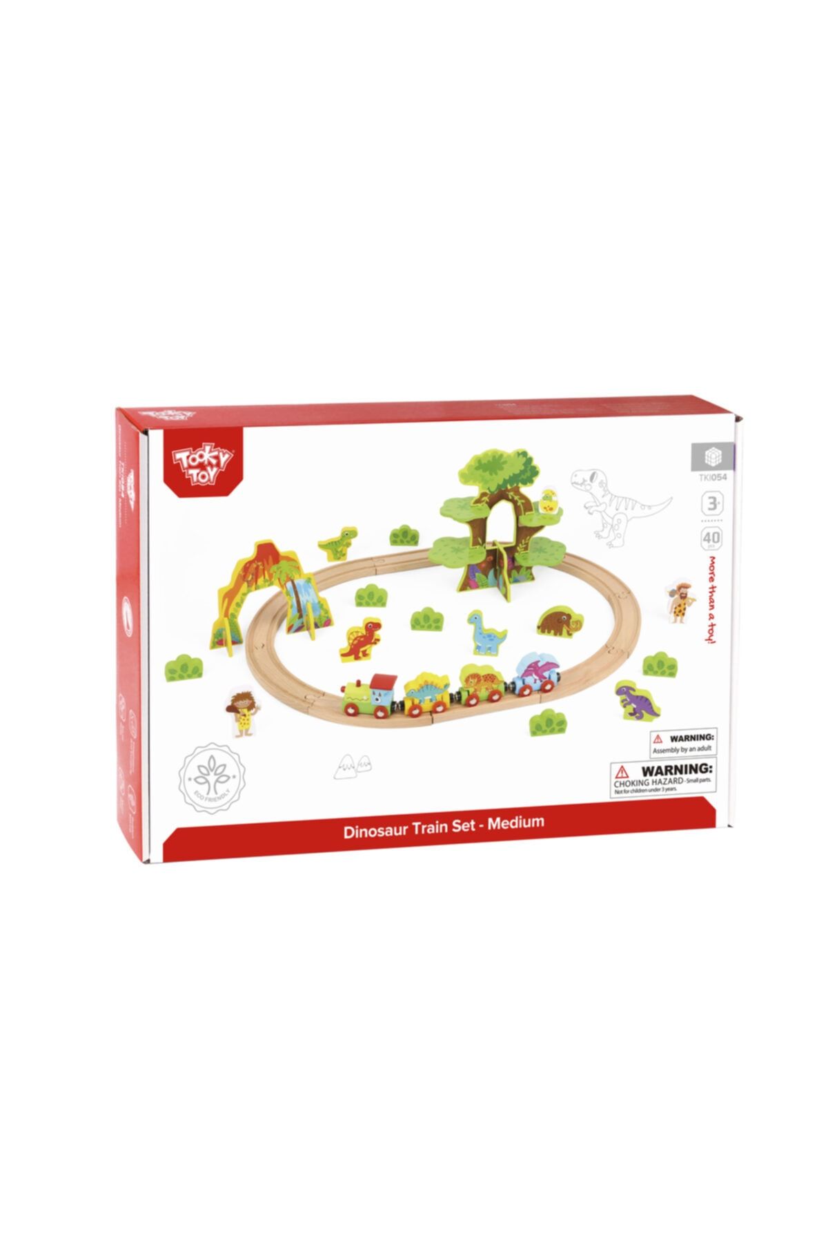 Tooky Toy Ahşap Dinazor Tren Seti 40 Parça