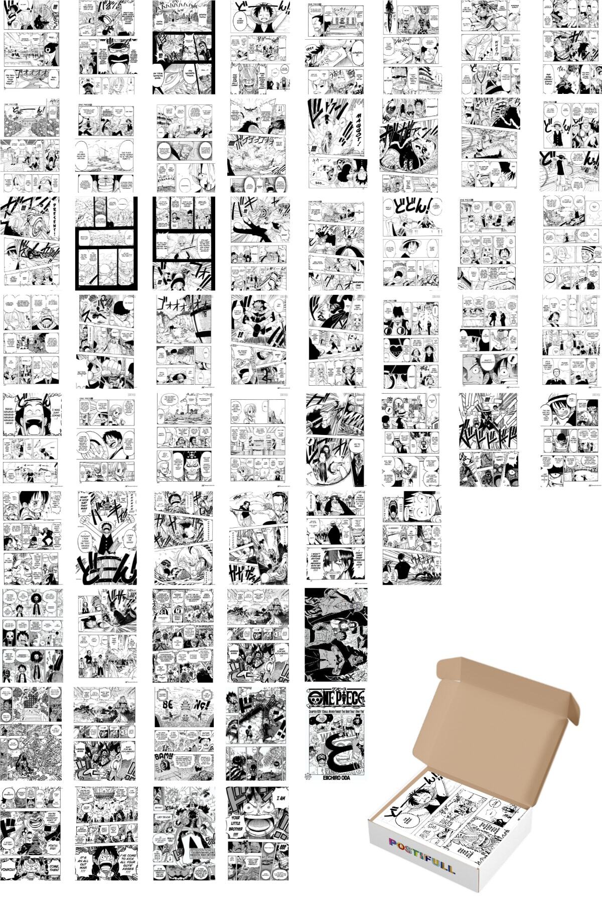 Postifull Anime Poster Seti, One Piece Poster, Manga Poster Kolaj Seti - 60 Adet, Anime Hediyelik, Anime Dekor