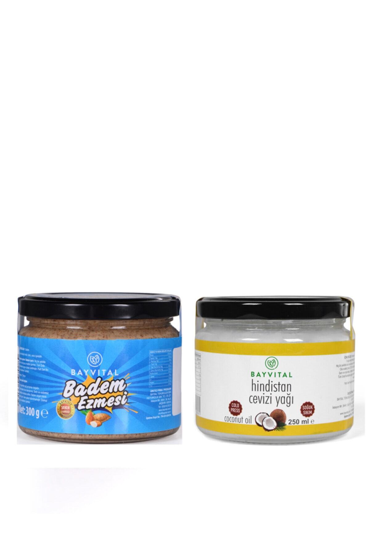 BAYVİTAL Şeker İlavesiz Katkısız %100 Badem Ezmesi 300 Gr Hindistan Cevizi Yağı 250 Ml