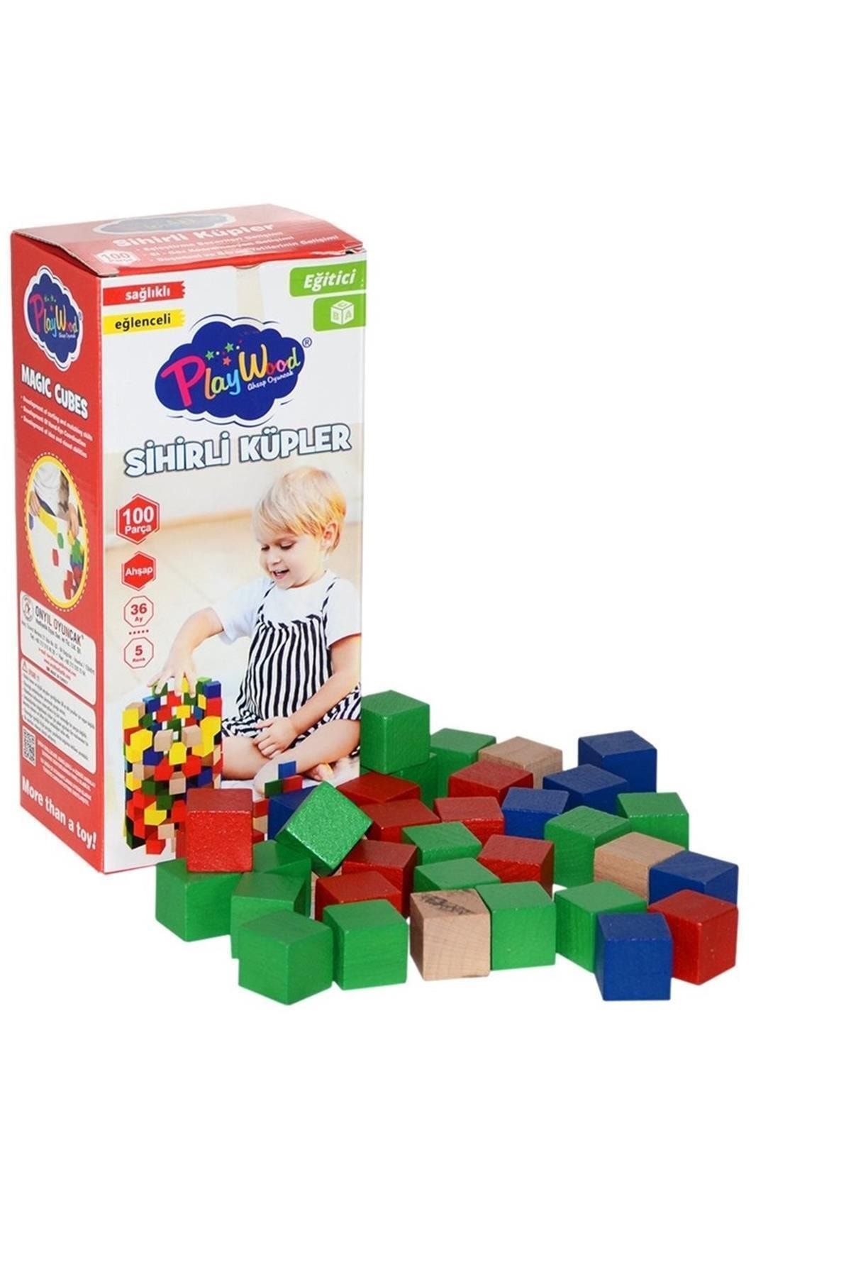 PlayWoods Playwood Ahşap 100 Parça Sihirli Küpler
