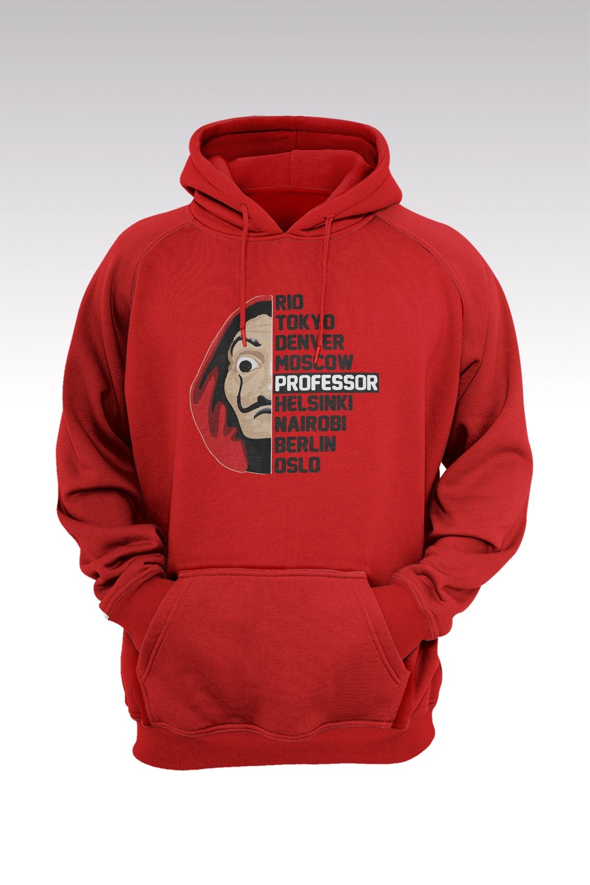 King Crow La Casa De Papel 105 Kırmızı Kapşonlu Sweatshirt - Hoodie