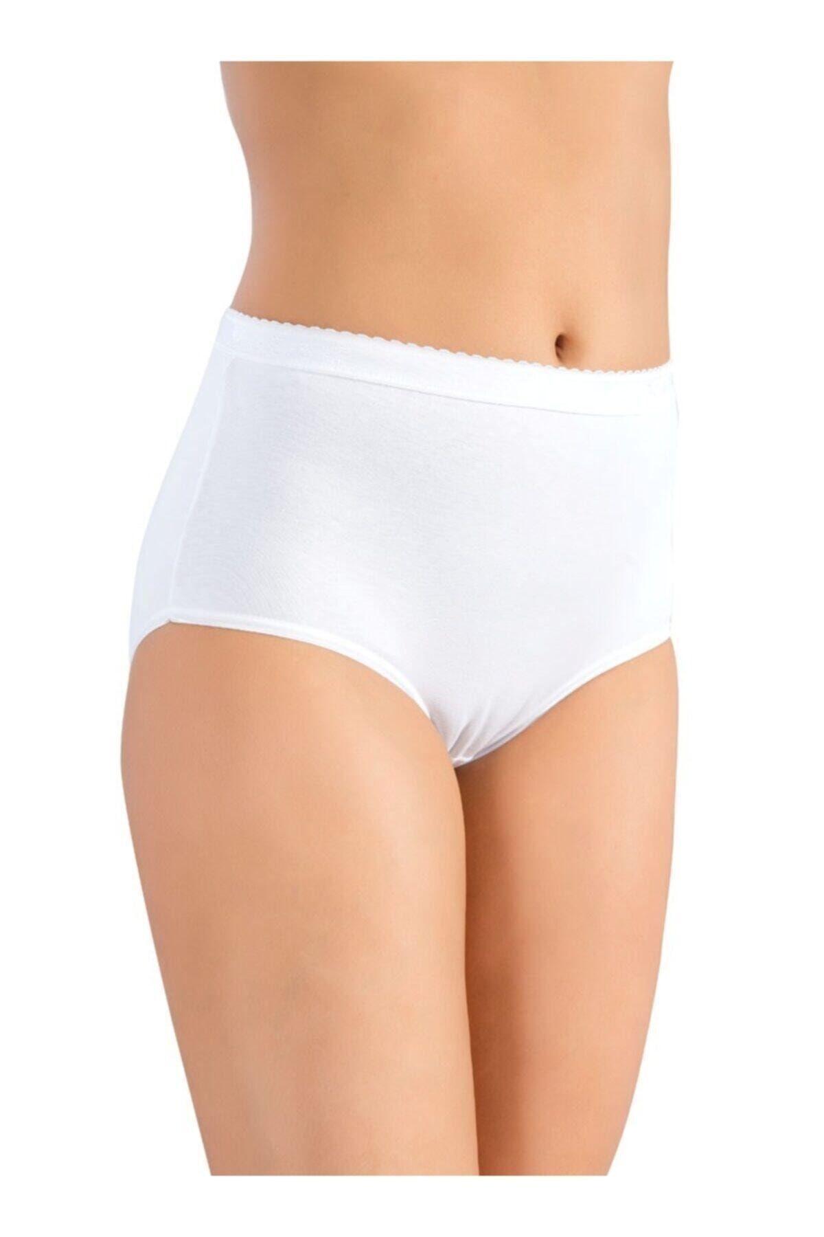 by HW Beyaz Pamuklu Penye Yüksek Bel Kadın Slip Külot 5 Li Paket