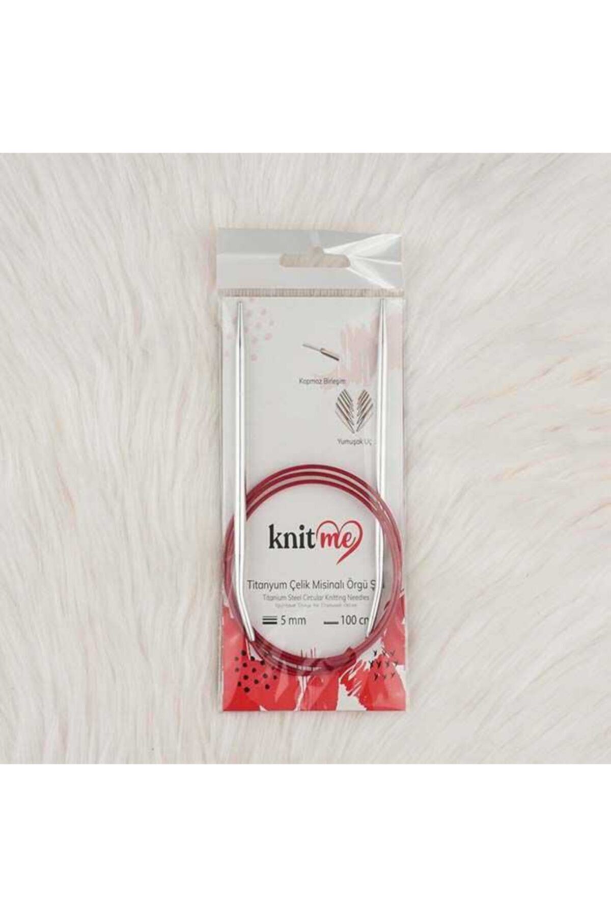 knitme Knit Me Titanyum Çelik Misinalı Örgü Şişi 100 cm Standart 2.50 mm