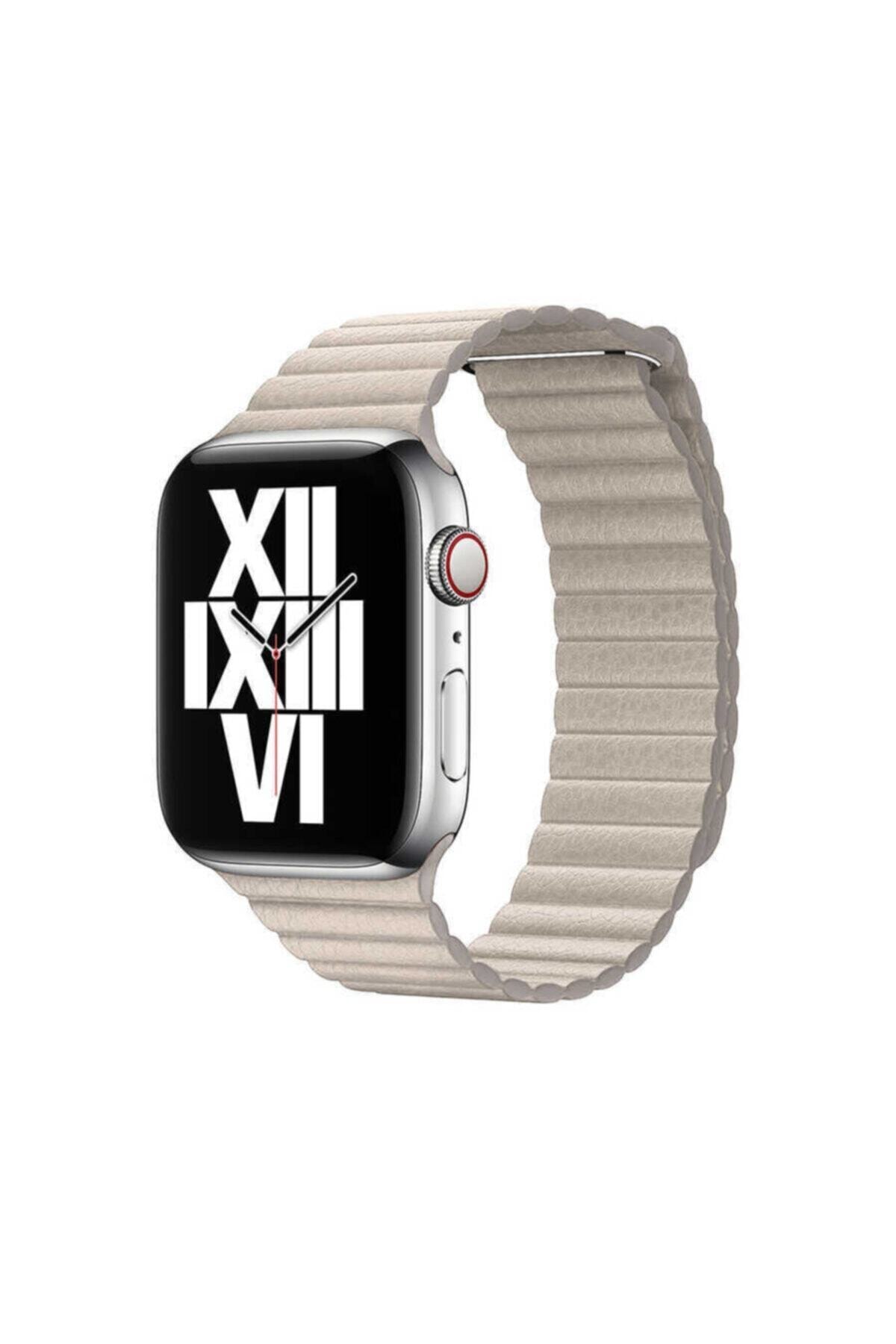 Apple Watch Seri 2/3/4/5/6/se 40mm Uyumlu Deri Lop Kordon Gold