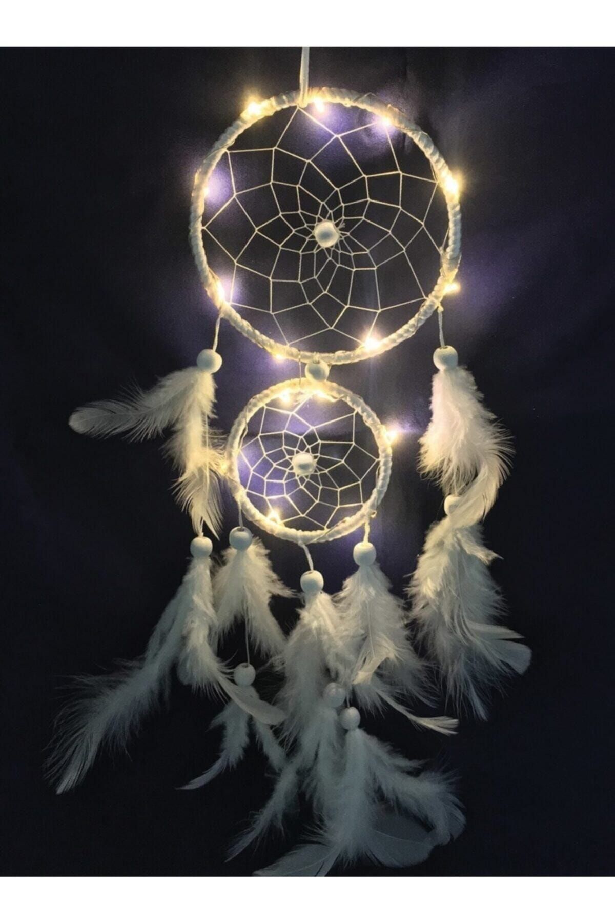 Keskin Hediyelik 2li Dream Catcher Düş Kapanı Led Işıklı Rüya Yakalayan Avcı Balkon Bahçe Rüzgar Çanı