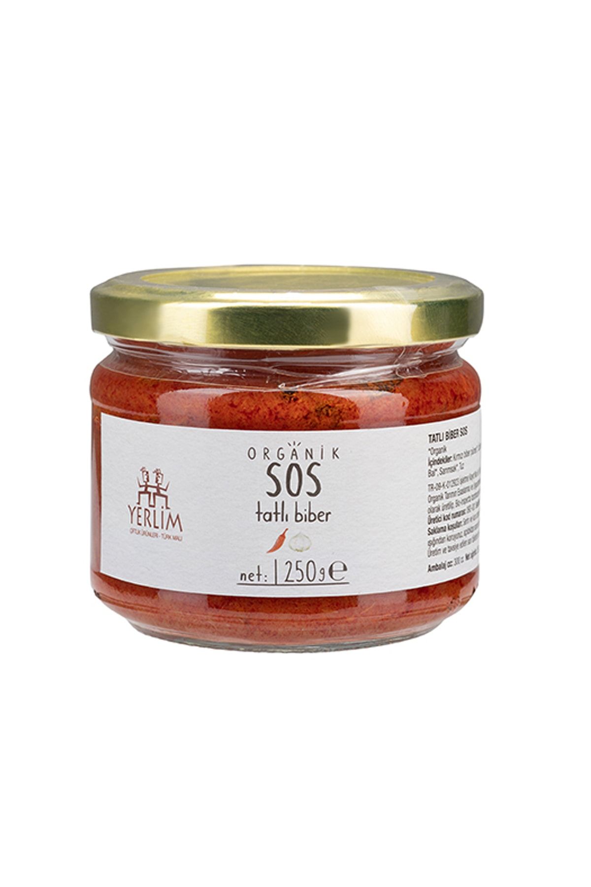 Yerlim Organik Sos Tatlı Biber 250 gr Vegan Glutensiz