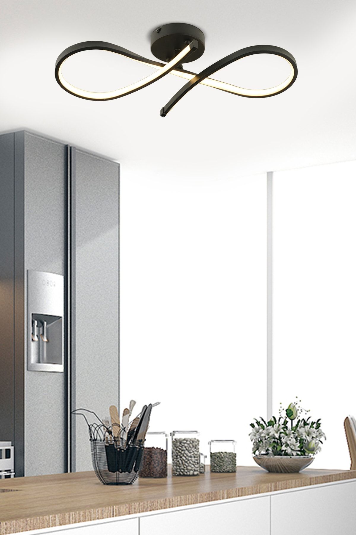Apliqa Vetto Siyah 38 Watt Modern Plafonyer Led Avize