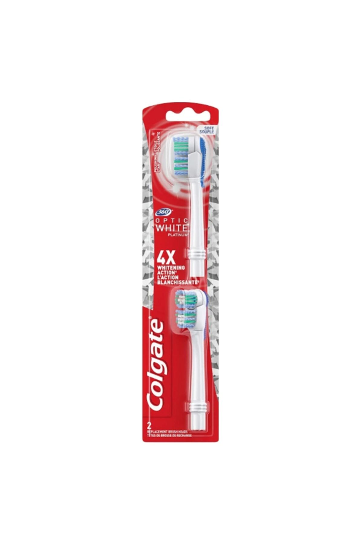 Colgate 360 Pilli Optik Beyaz Platinum Yedek Diş Fırçası Başlığı 2'li