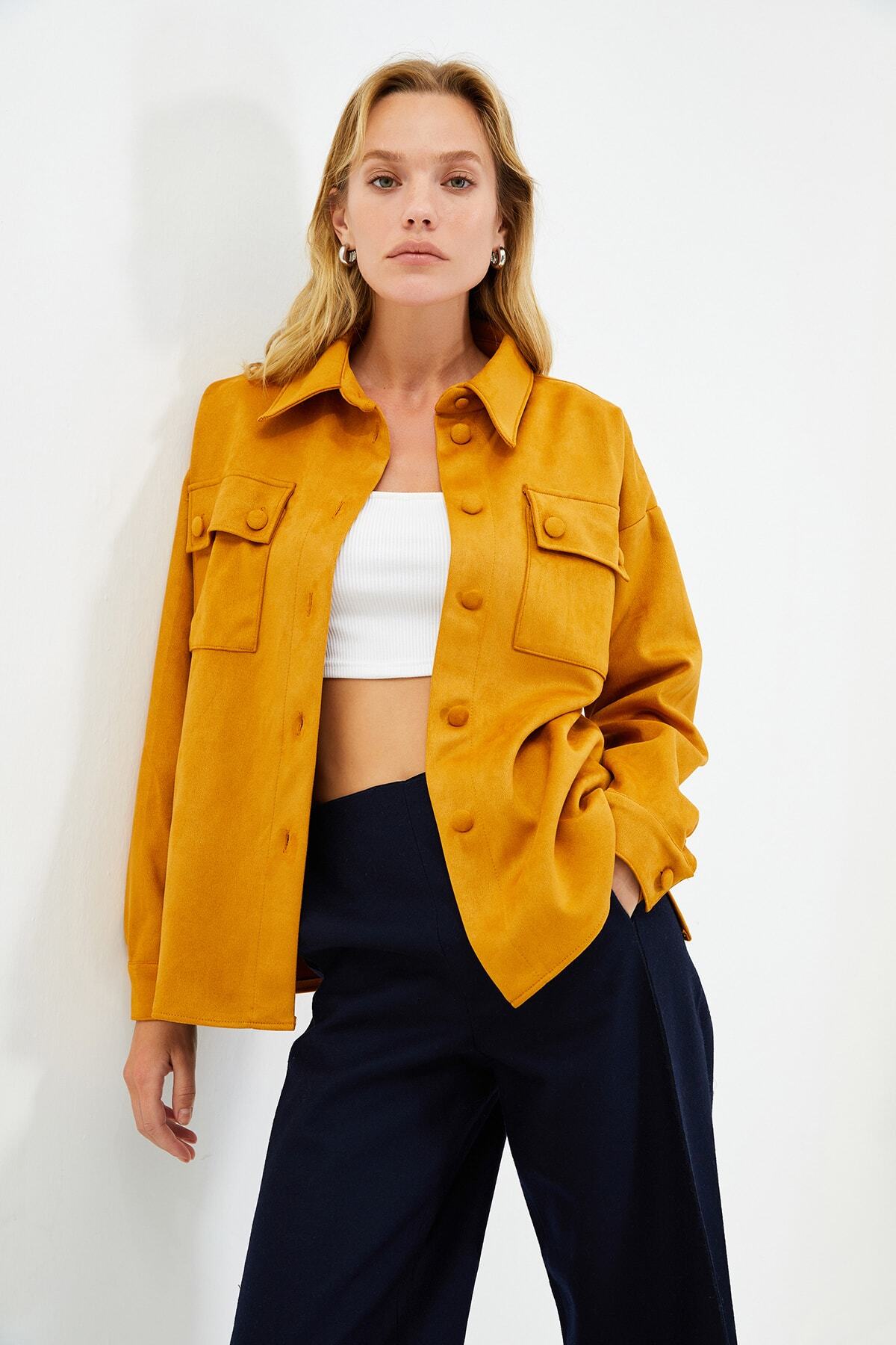 TRENDYOLMİLLA Camel Çift Cepli Gömlek TWOAW22GO0273