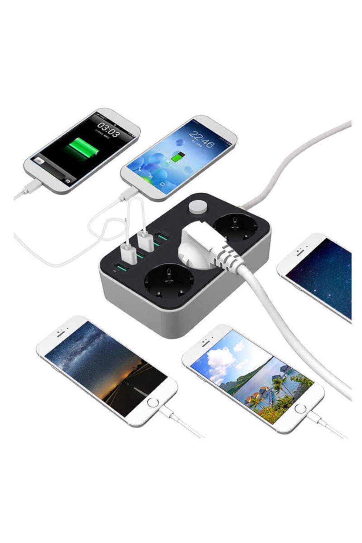 Daytona Se-3631 Akıllı Termal Akım Ve Isınma Korumalı Priz 3 Güç Soketli 6 Usb Portlu Hızlı Şarj