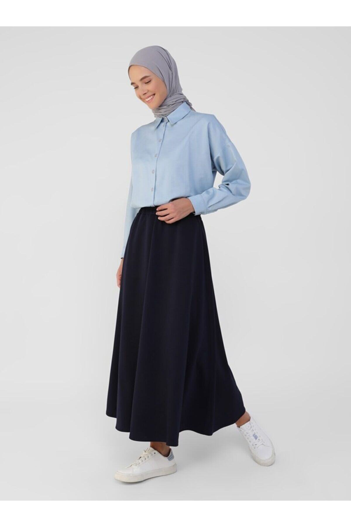 Benin Beli Lastikli Etek - Lacivert