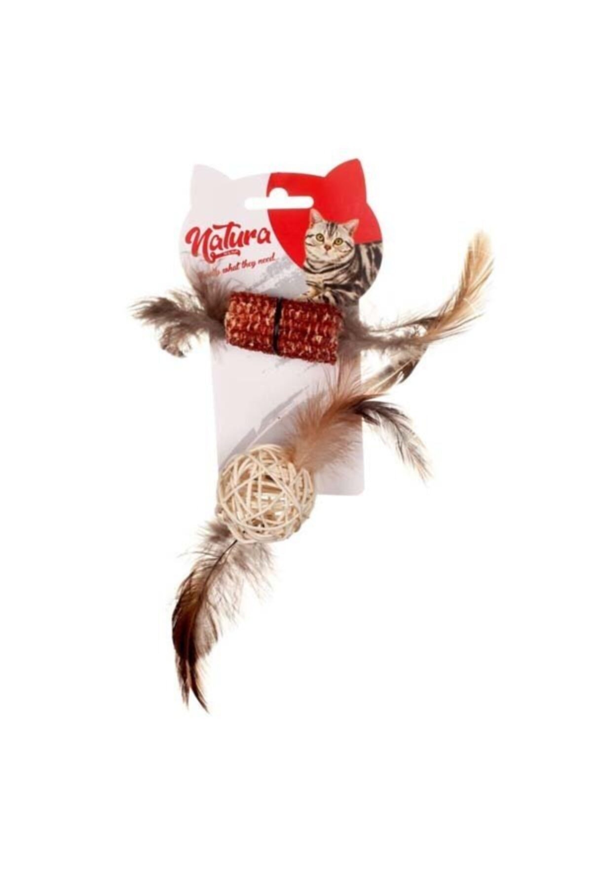 natura Ptc-005 Tüylü Diş Kaşıma Ve Bambu Top Kedi Oyuncağı
